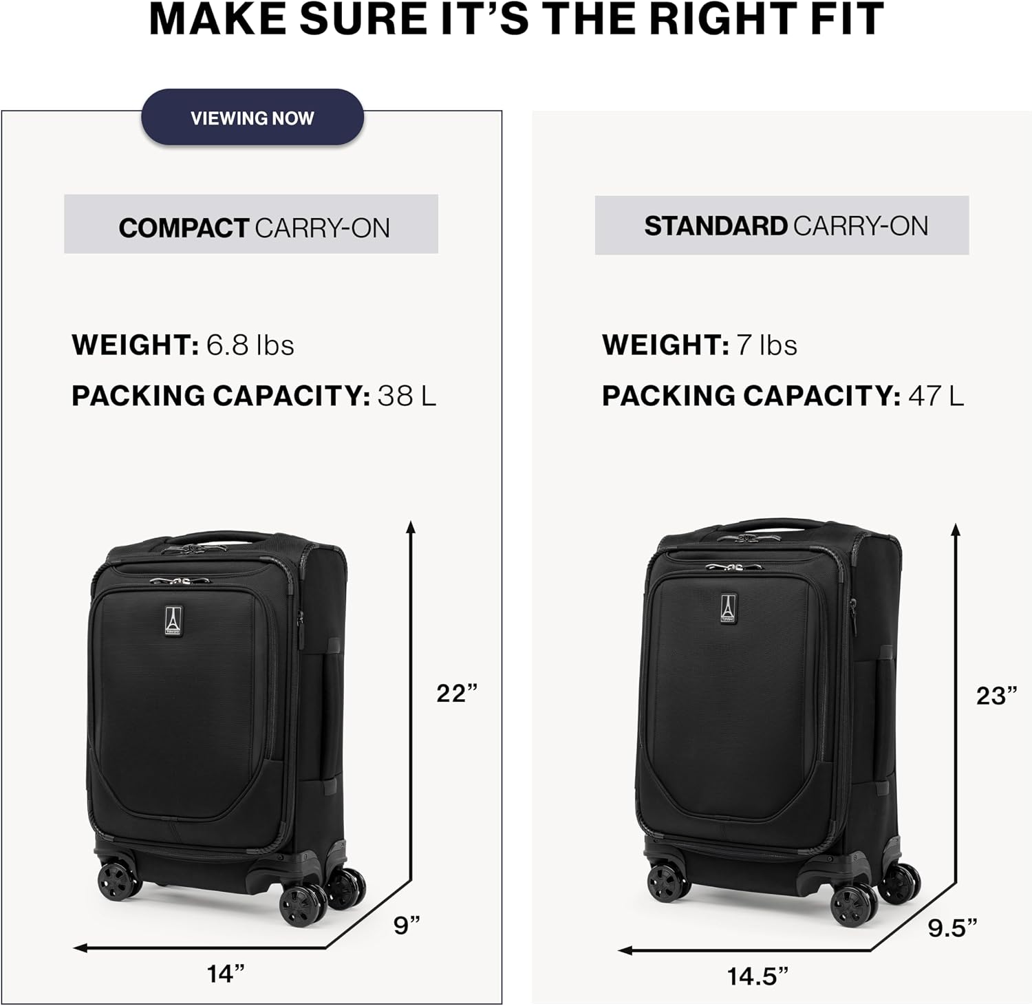 Travelpro Crew Classic Softside Carry-On Luggage, Blue, 20-Inch | Compact Lightweight & Expandable With 8 Spinner Wheels, Compression Organizer & Multiple Interior Pockets, for Men & Women - Image 3
