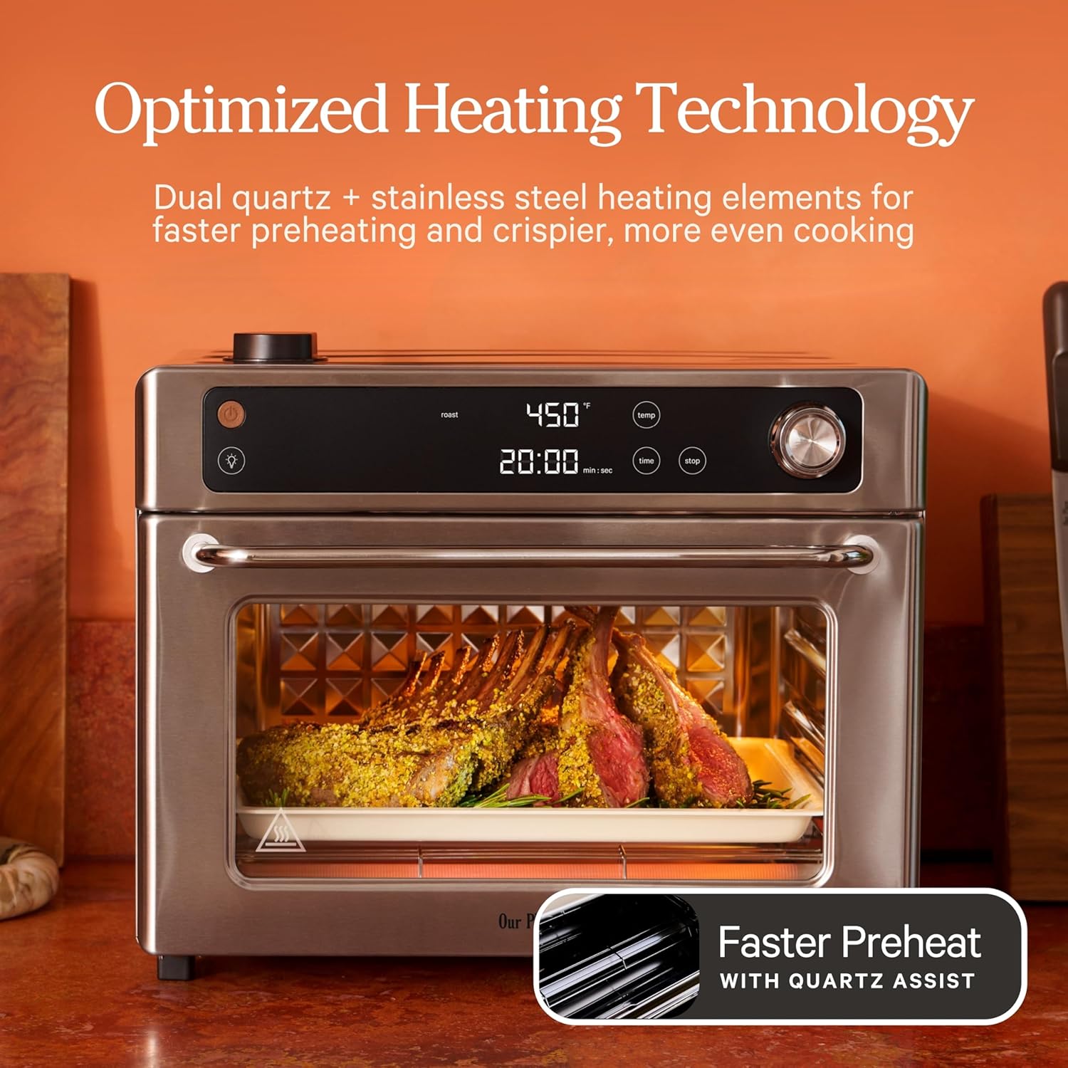 Our Place Wonder Oven Pro, 8-in-1 Digital Air Fryer Oven, 3-Rack, 32 Qt | Non-toxic air fryer toaster oven combo; basket, rack, pan, tray; air fry, toast, roast, bake, reheat, broil, proof, dehydrate - Image 4
