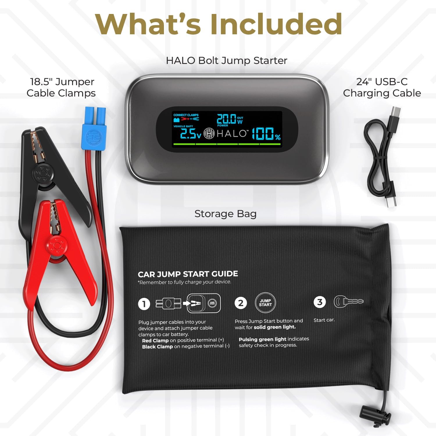 Halo Bolt 1500A Car Battery Jump Starter, Power Bank, LED Light, Green - Image 7