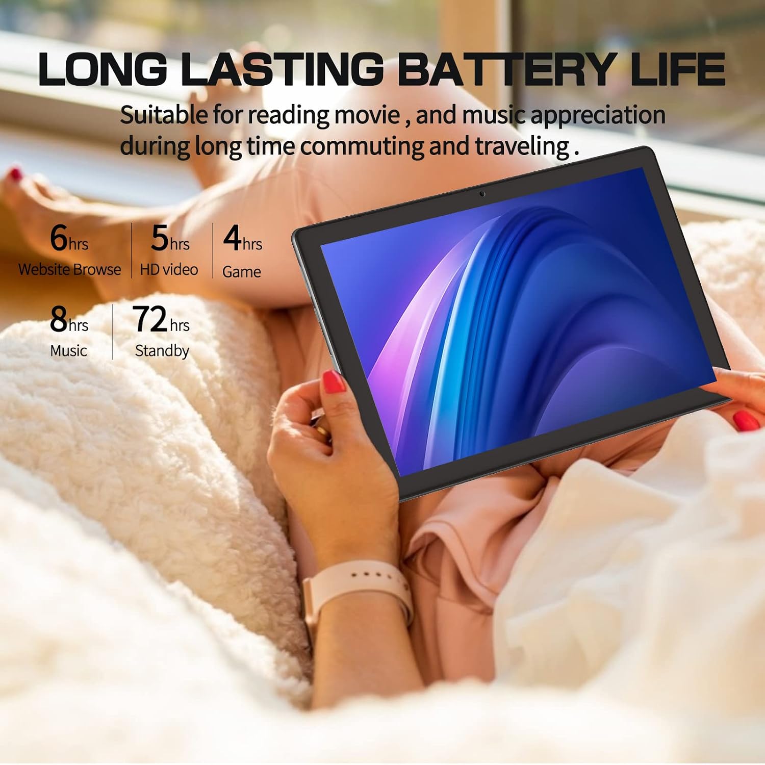 PRITOM 2026 10'' Tablet with Case, 5Ghz WiFi 6, 64GB, HD IPS, 6000mAh, Pink - Image 8