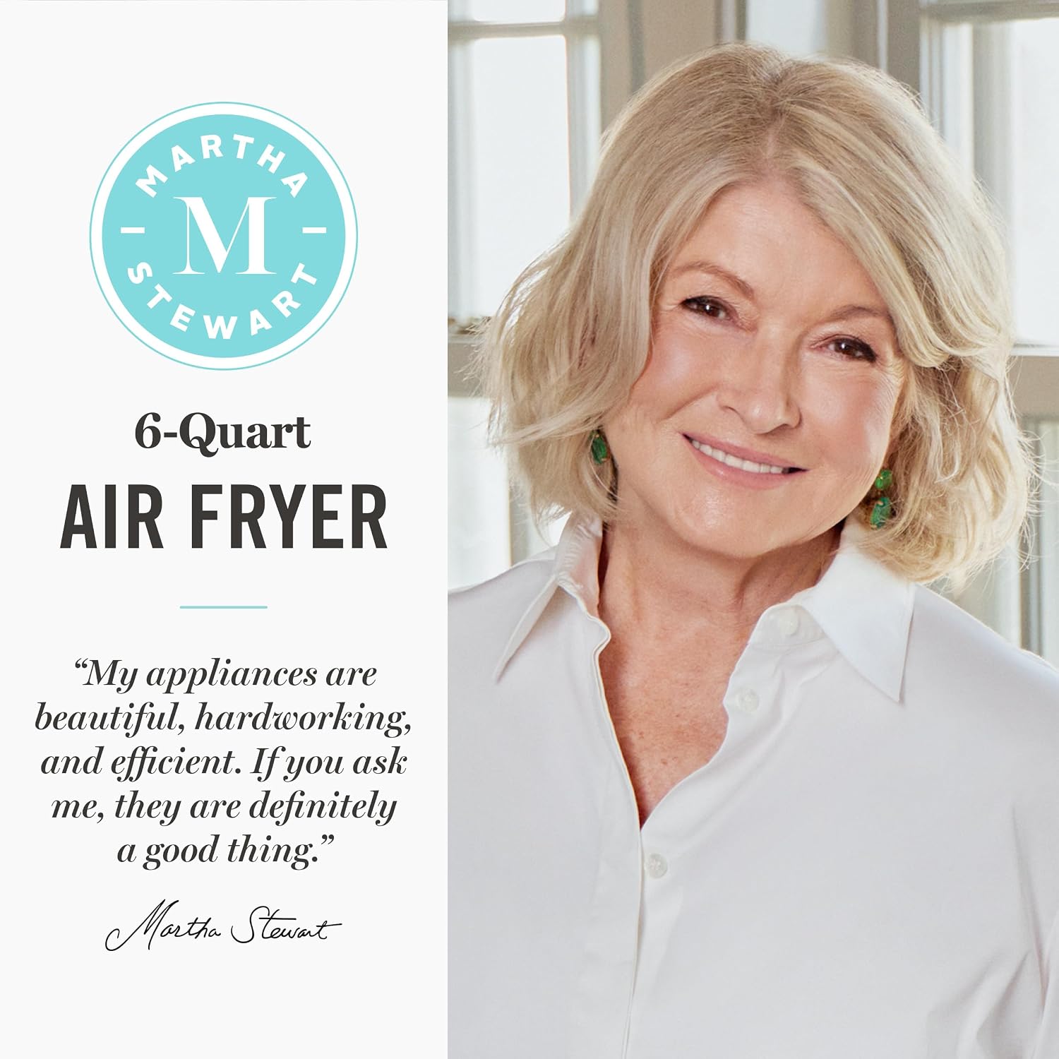 Martha Stewart 6-Quart Air Fryer, 6 Presets, Space Saving, Sky Blue - Image 2
