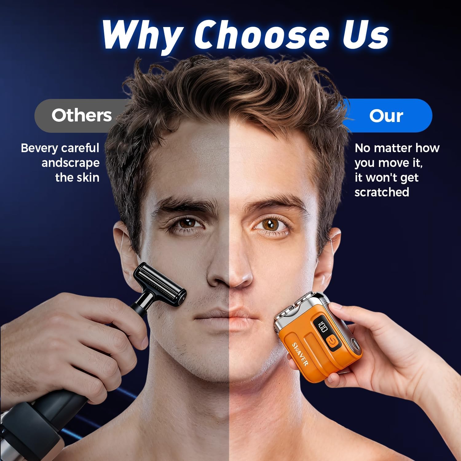 Dual-Head Portable Mini Mens Electric Shaver, Black - Image 8