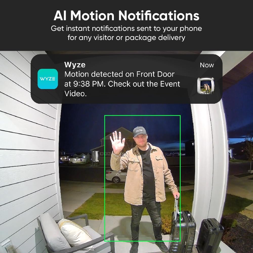 Wyze Video Doorbell v2, Wired, 2K Video, Two-Way Audio, Color Night Vision, Compatible with Alexa & Google Assistant, Black (Renewed) - Image 7