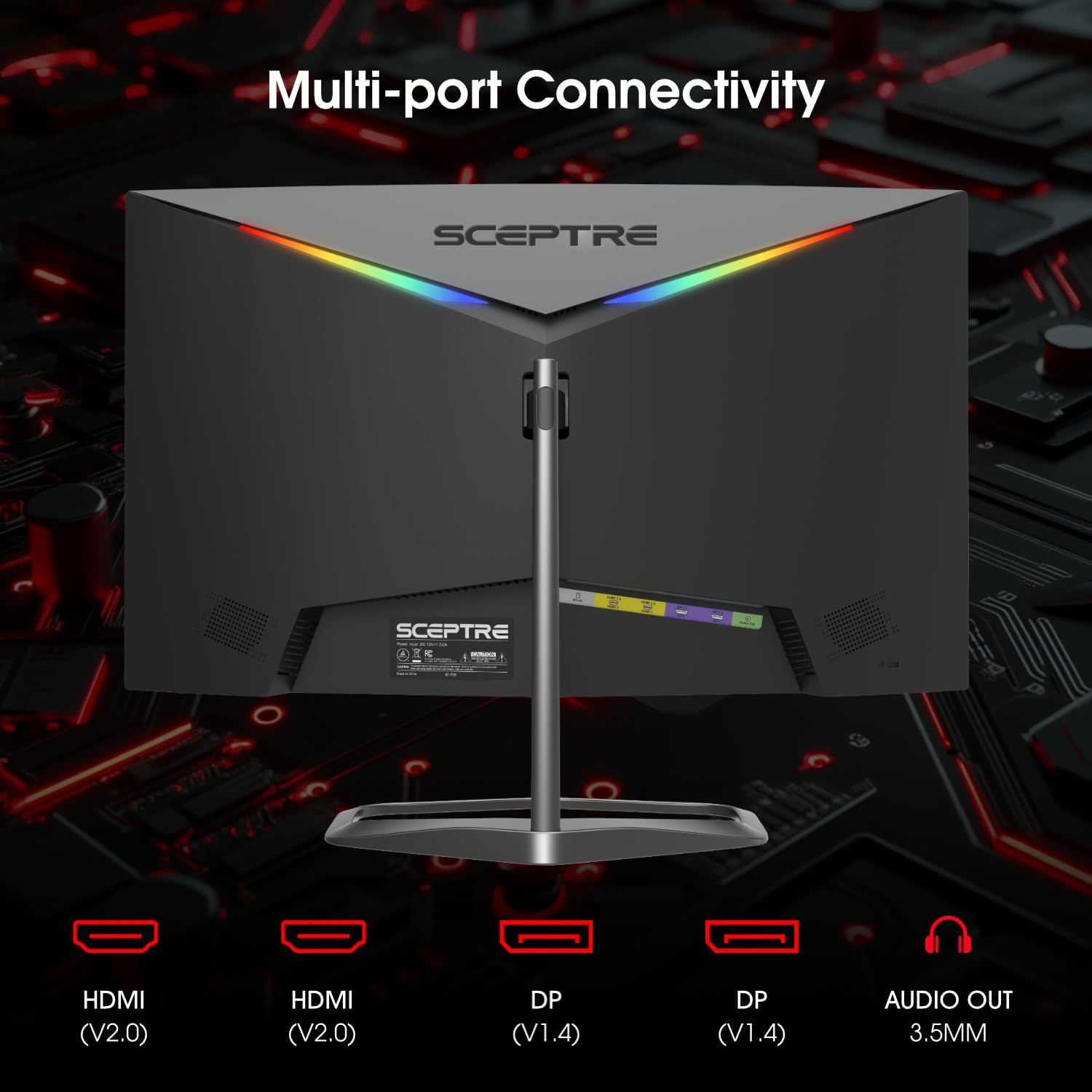 Sceptre Curved 24.5-inch Prime Gaming Monitor up to 240Hz 1080p R1500 1ms DisplayPort x2 HDMI x2 Blue Light Shift Build-in Speakers, Machine Black 2025 (C255B-FWT240 Series) - Image 4