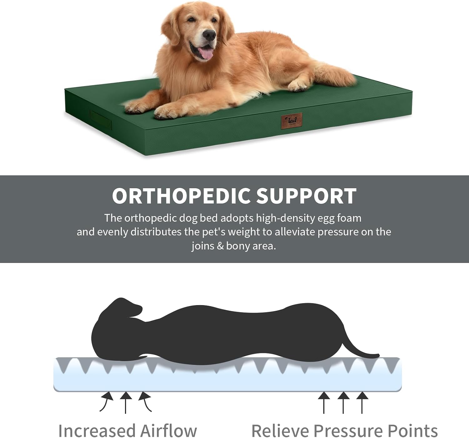 Outdoor Extra Large Dog Bed XXL for Giant Breed Dogs | Egg Crate Orthopedic Foam, Fits 48x30 Crates, TPU Waterproof Layer, Machine Washable 1680D Oxford Cover, Up to 110 lbs - Image 3