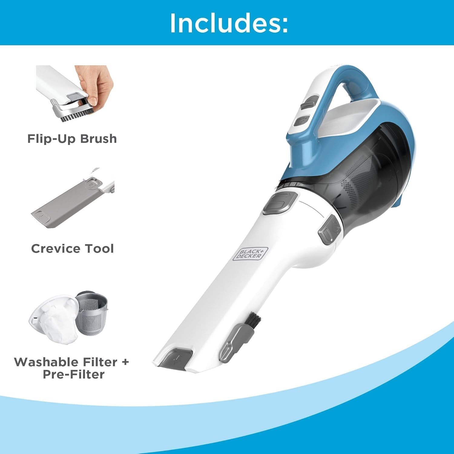 Black+Decker, Dustbuster AdvancedClean Handheld Vacuum Cordless, Compact Home and Car Vacuum with Crevice Tool, Rotating Nozzle and Charging Station - Image 2