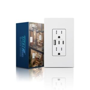 TOPELER USB C Outlet, 15 Amp Tamper...