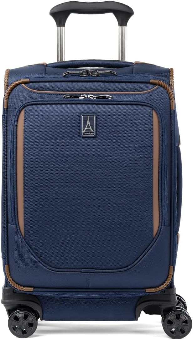 Travelpro Crew Classic Softside Carry-On Luggage, Blue, 20-Inch | Compact Lightweight & Expandable With 8 Spinner Wheels, Compression Organizer & Multiple Interior Pockets, for Men & Women