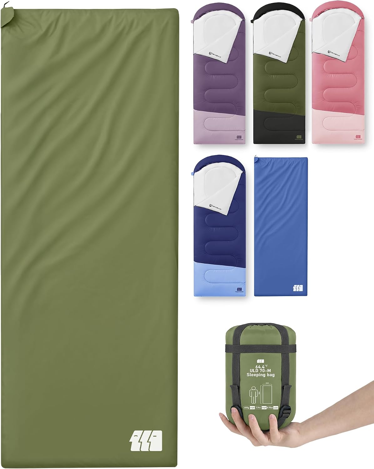 Ultralight Warm Weather Sleeping Bag - Portable, Waterproof, Compact Lightweight, Comfort with Compression Sack - Great for Outdoor Camping, Backpacking & Hiking