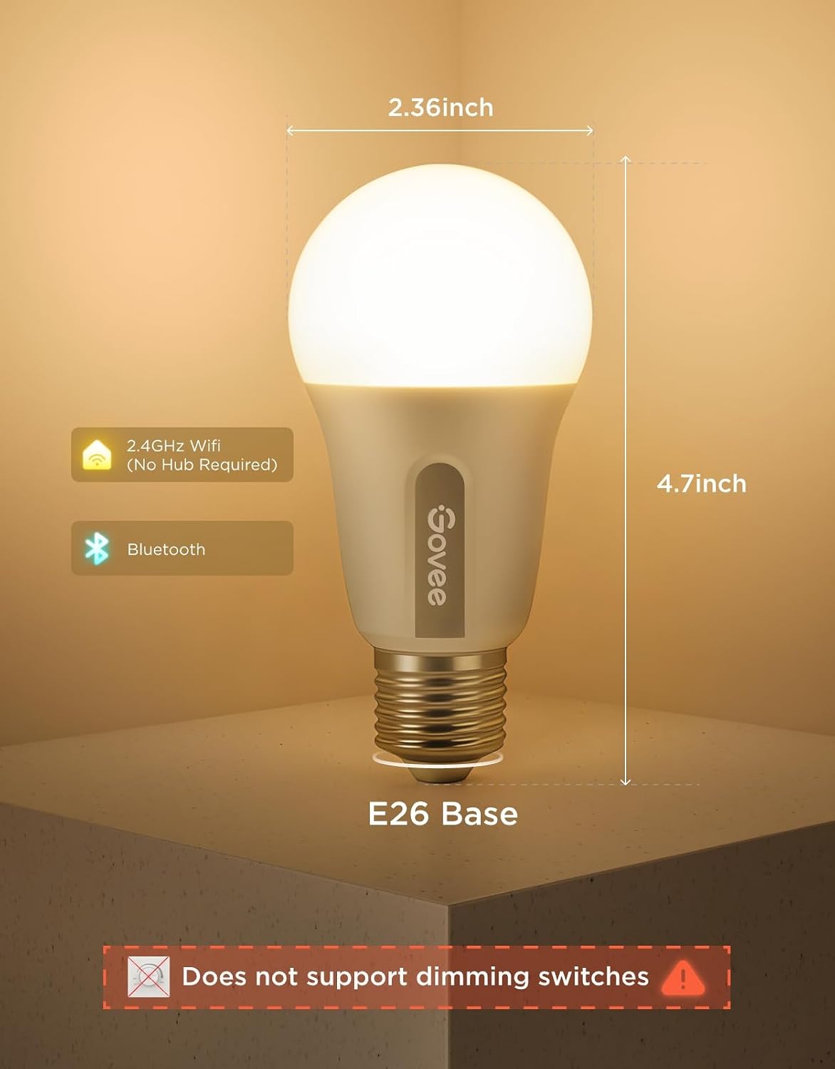 Govee Smart Light Bulbs, A19 Color Changing Light Bulb, 800 LM, E26 Base | Works with Matter, Alexa and Google Assistant, 16 Million Colors RGBWW, WiFi & Bluetooth LED Light Bulbs, Music Sync, 4 Pack - Image 7
