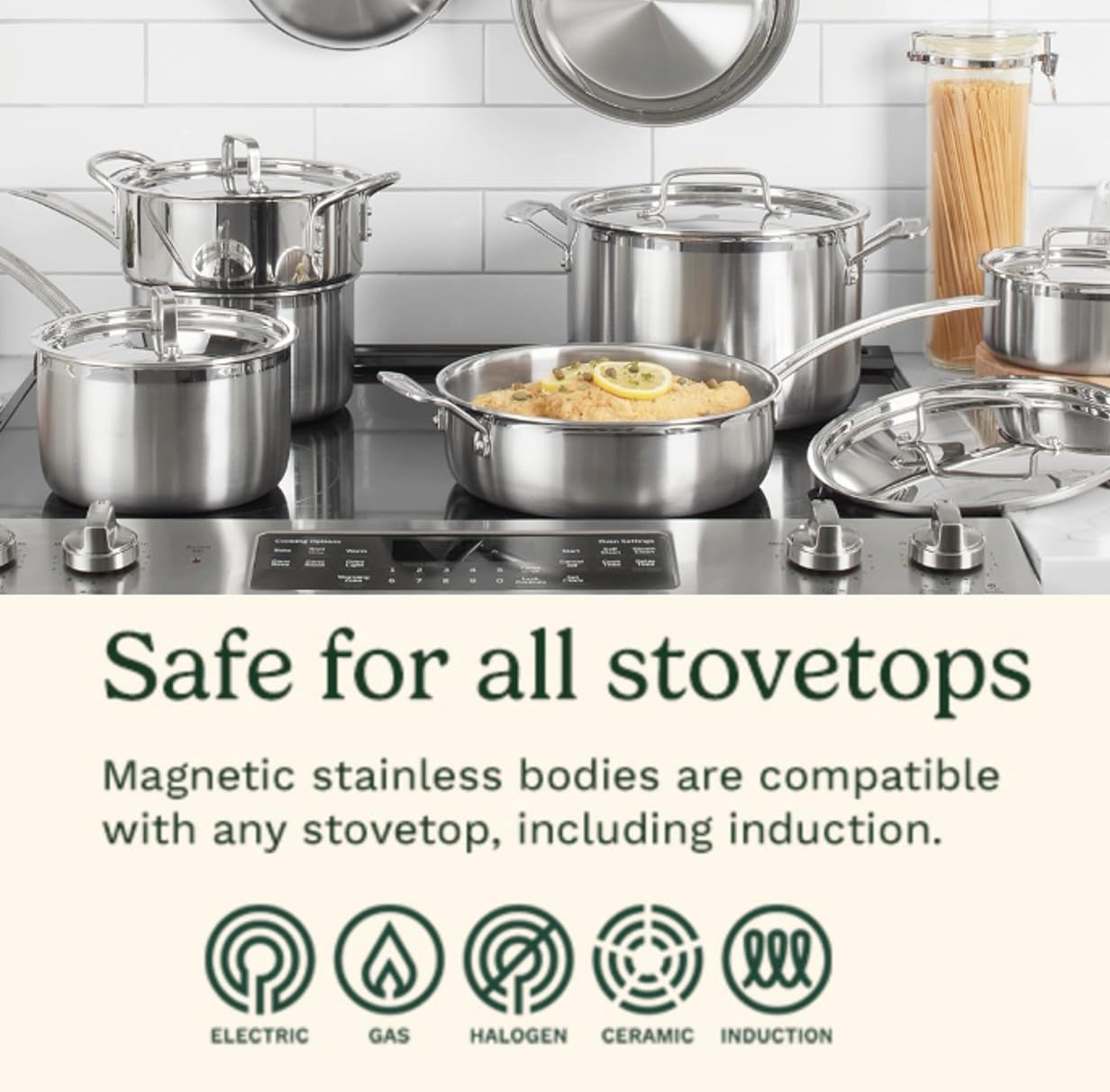 Cuisinart Stainless Steel Pots and Pans Set, Induction Compatible, 12 pc | 12-pc Cuisinart stainless steel cookware set with saucepans, sauté pan, stockpot, & skillets, oven safe to 500°F, MCPS-12N - Image 4