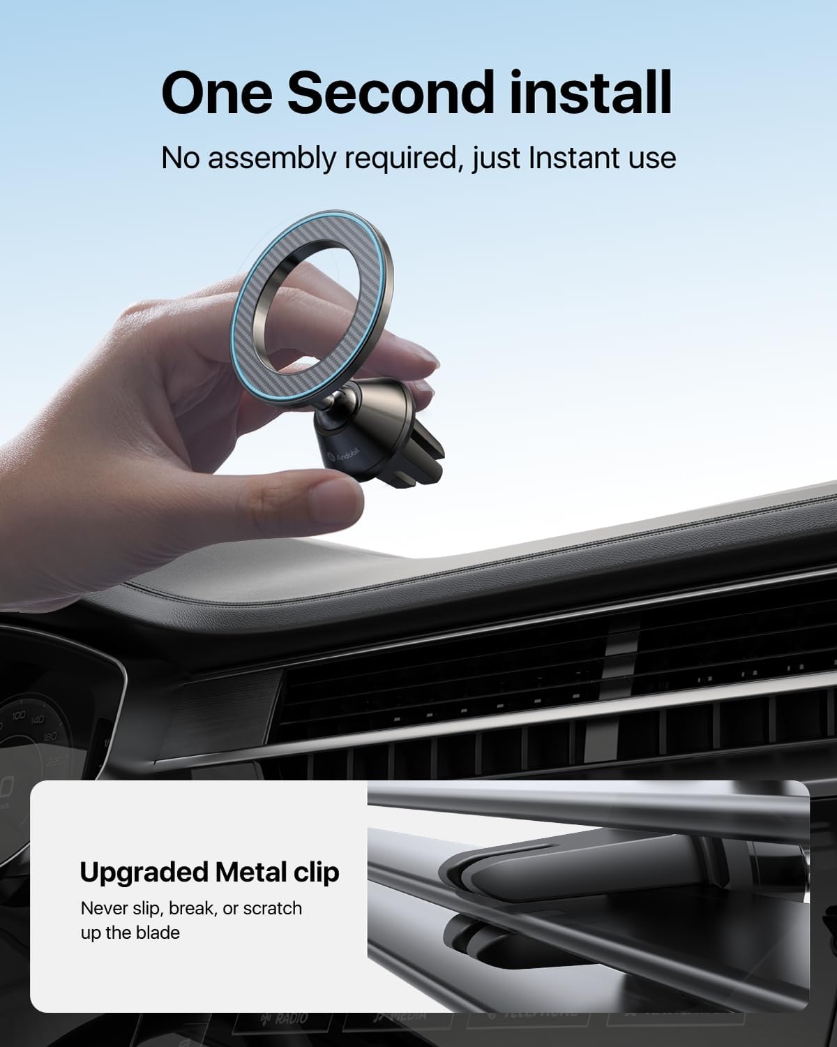 andobil for MagSafe Car Mount Vent, 20xN55 Strongest Magnet & All Metal - Image 4