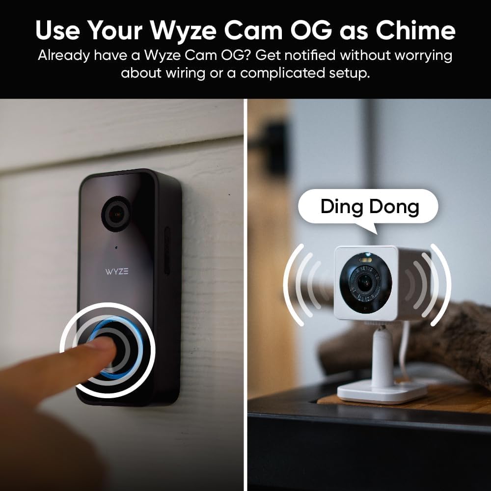 Wyze Video Doorbell v2, Wired, 2K Video, Two-Way Audio, Color Night Vision, Compatible with Alexa & Google Assistant, Black (Renewed) - Image 8