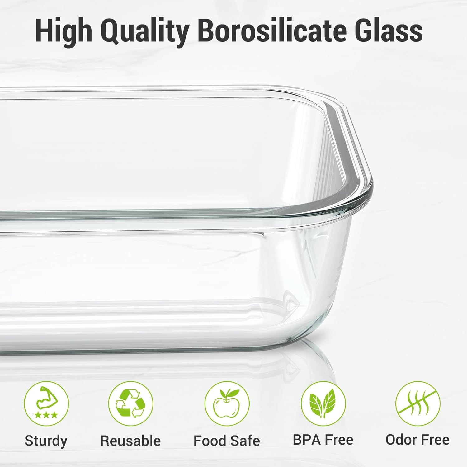 Dealusy 10 Sets 36 oz & 12 oz Glass Food Storage Containers with lids, Gray | 20-Piece Airtight Leak-proof Glass Meal Prep Containers with Lids, Microwave Oven Freezer Dishwasher Safe - Image 3