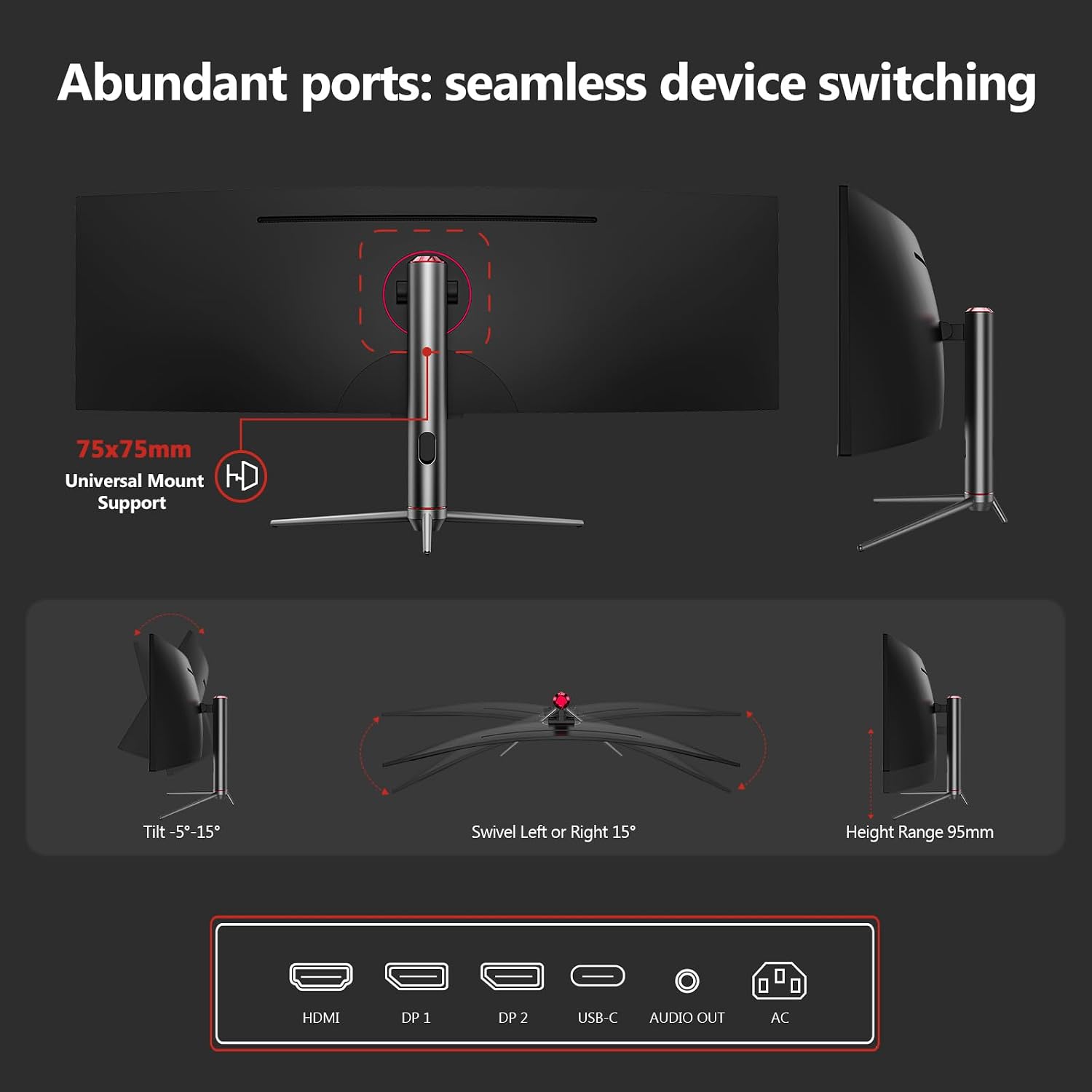 Z-Edge 5K 49 Inch Curved Gaming Monitor, DQHD 240Hz Ultrawide Computer - Image 7