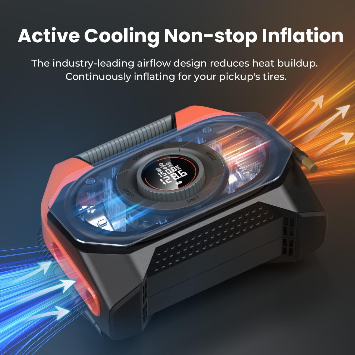 ETENWOLF VORTEX S6 Tire Inflator Portable Air Compressor, Cordless Air Pump - Image 7