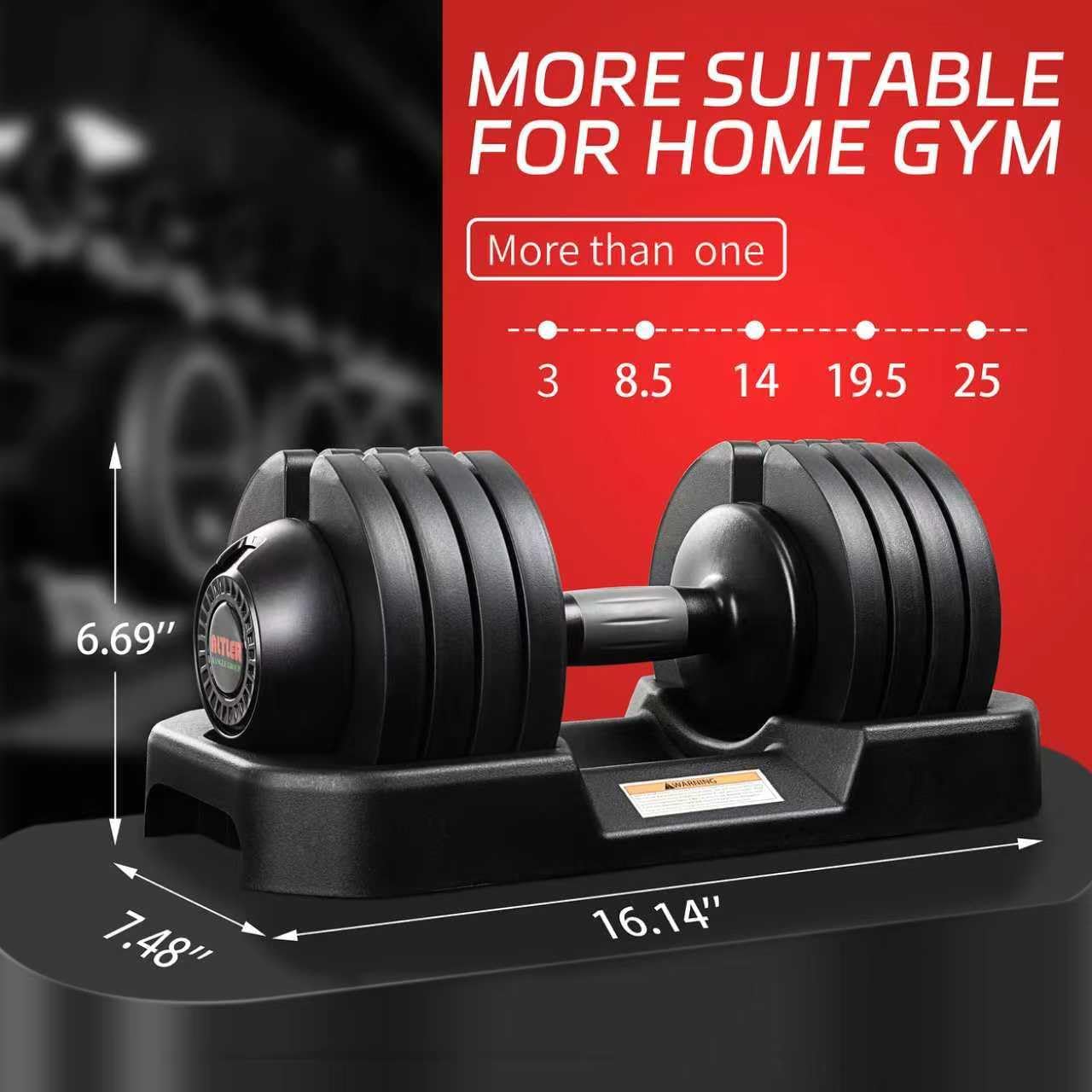 ALTLER Adjustable Dumbbell Set, 25/52LB Pair with Tray for Workout Strength Training Fitness, Adjustable Weight Dial Dumbbell with Anti-Slip Handle and Weight Plate for Home Exercise - Image 4