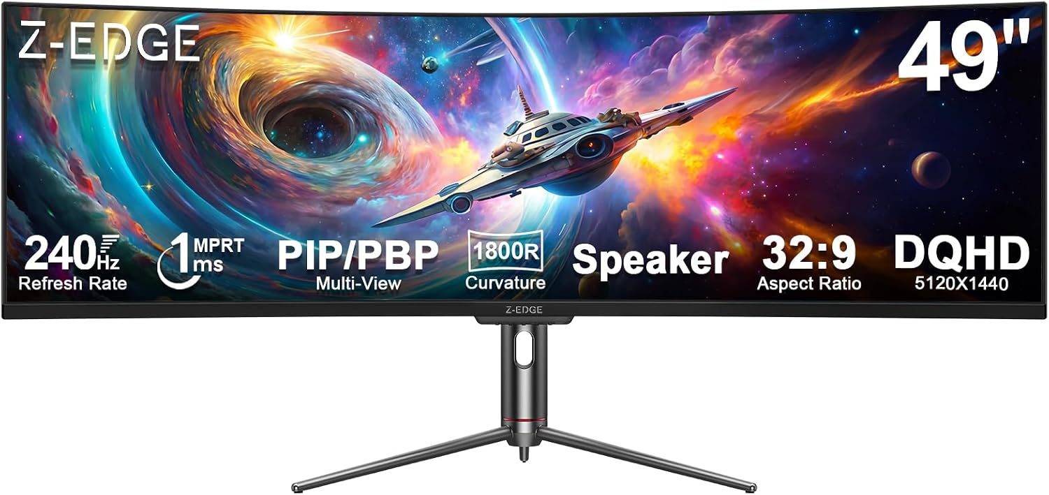 Z-Edge 5K 49 Inch Curved Gaming Monitor, DQHD 240Hz Ultrawide Computer