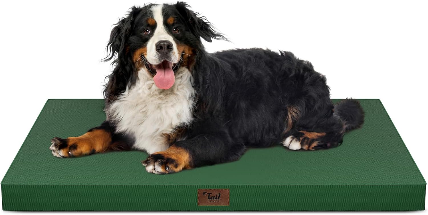 Outdoor Extra Large Dog Bed XXL for Giant Breed Dogs | Egg Crate Orthopedic Foam, Fits 48x30 Crates, TPU Waterproof Layer, Machine Washable 1680D Oxford Cover, Up to 110 lbs