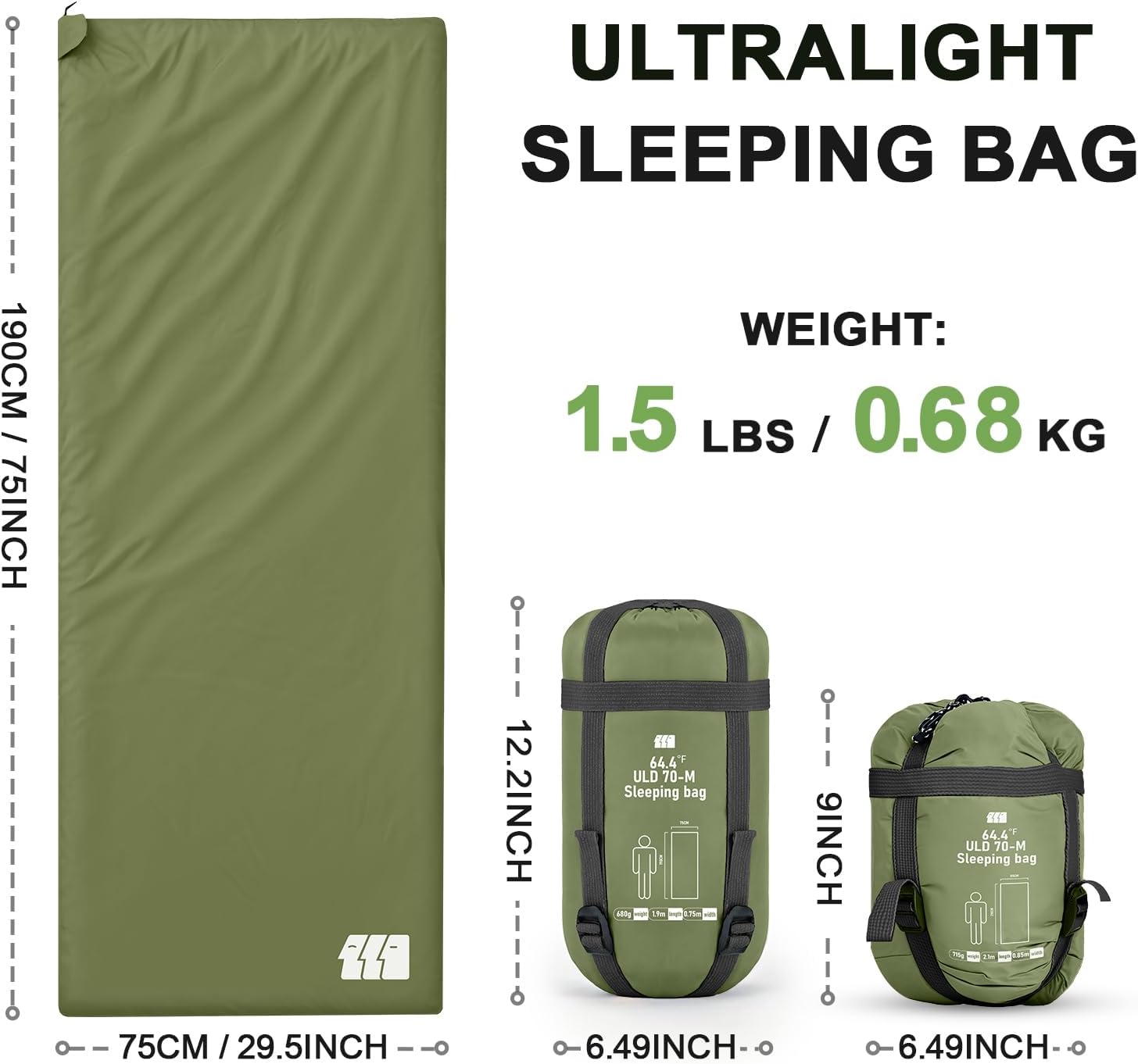 Ultralight Warm Weather Sleeping Bag - Portable, Waterproof, Compact Lightweight, Comfort with Compression Sack - Great for Outdoor Camping, Backpacking & Hiking - Image 6