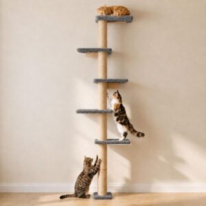 80-Inch Wall-Mounted Cat Tree with ...
