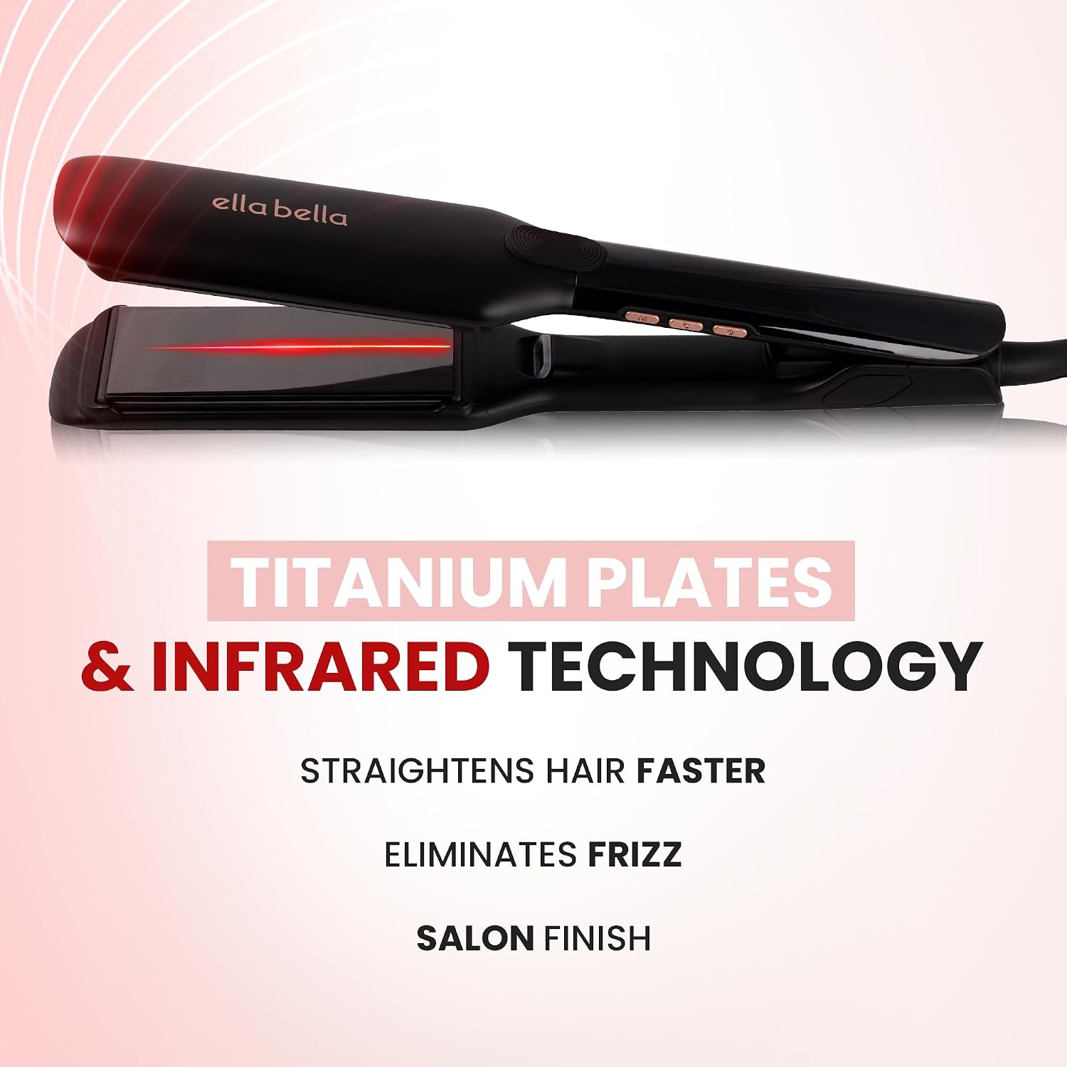 ELLA BELLA® Titanium Flat Iron Hair Straightener Large with Infrared - Image 4