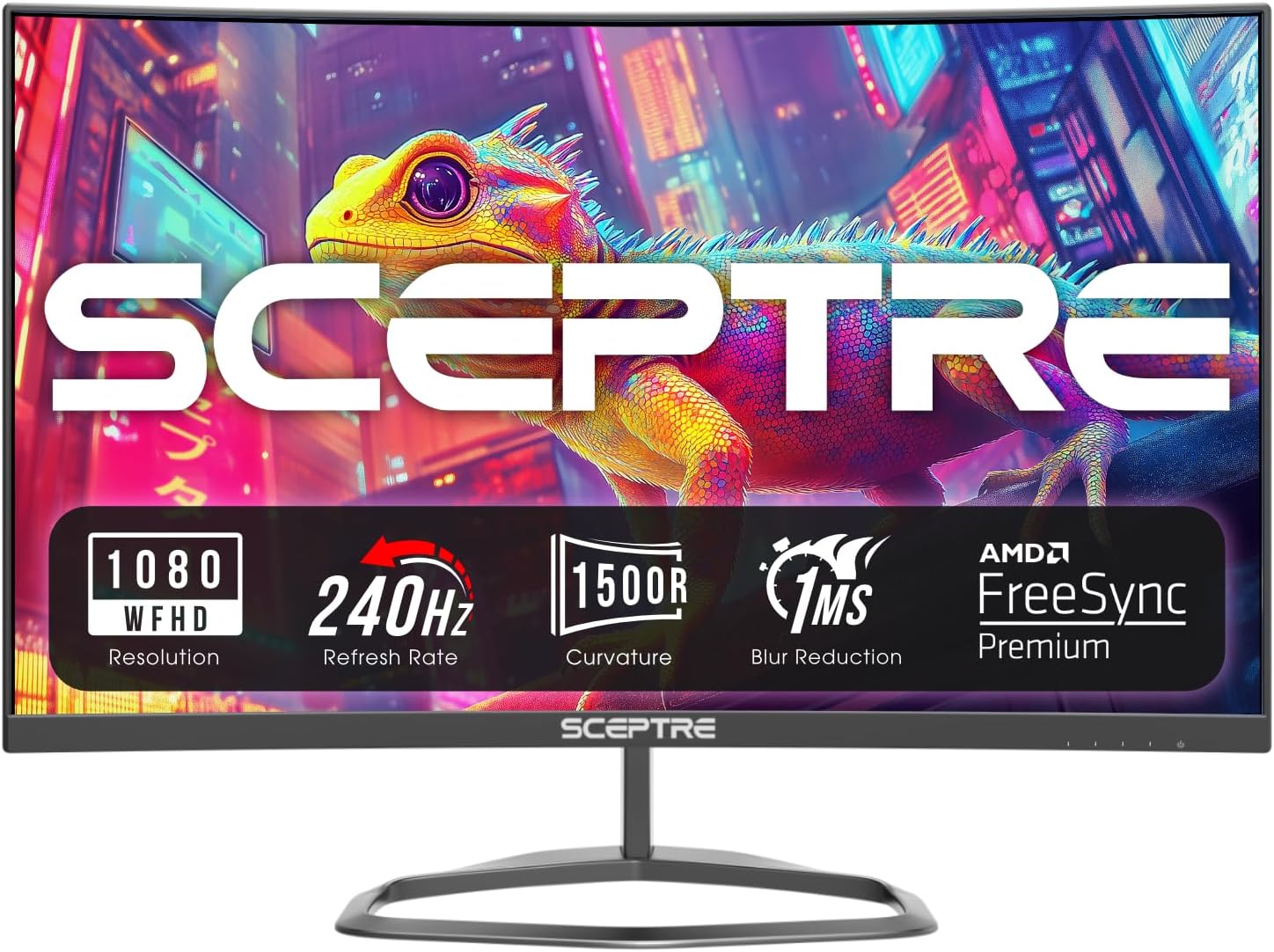 Sceptre Curved 24.5-inch Prime Gaming Monitor up to 240Hz 1080p R1500 1ms DisplayPort x2 HDMI x2 Blue Light Shift Build-in Speakers, Machine Black 2025 (C255B-FWT240 Series) - Image 2