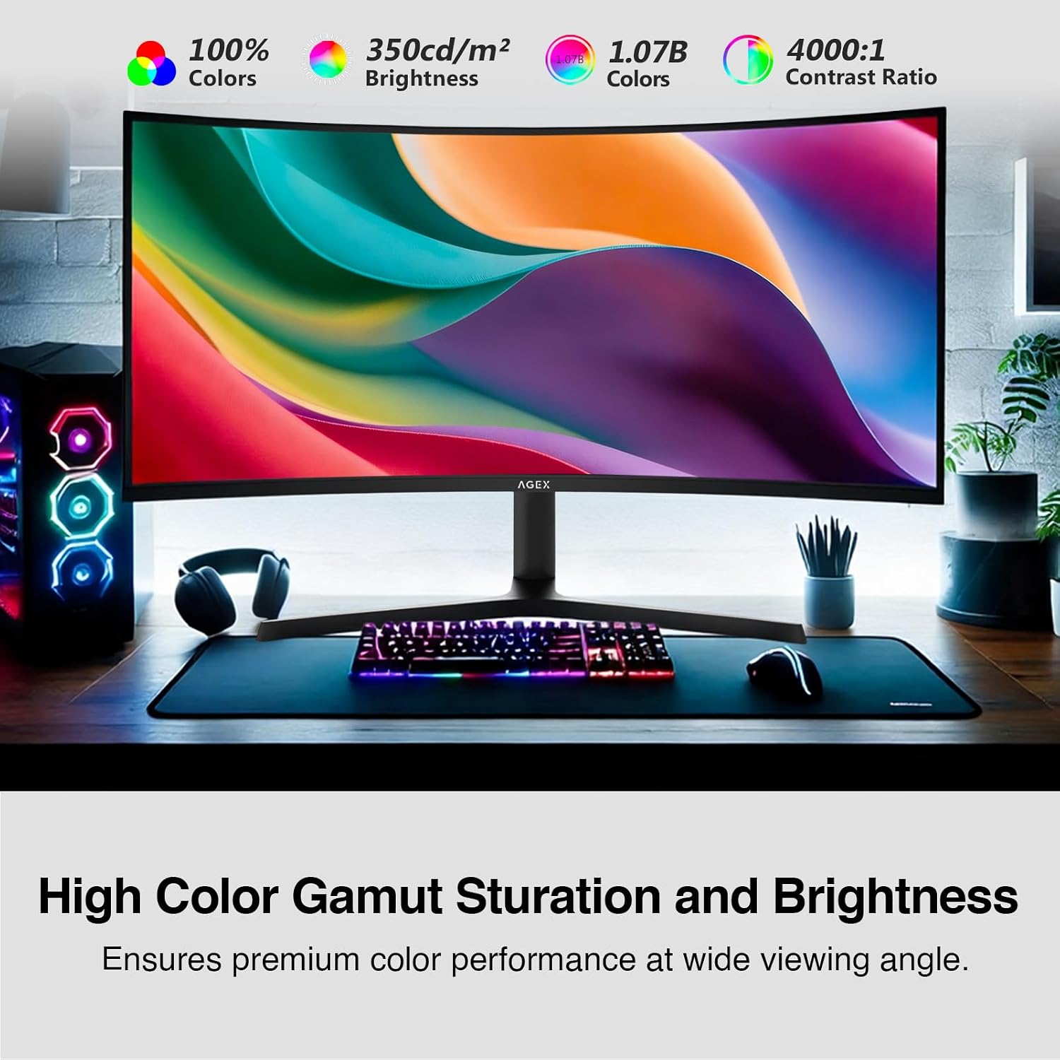 Z-Edge 34 inch WQHD 1440P Curved Gaming Monitor, 240Hz Computer Screen | AG34P 1500R Frameless Curved Computer Monitor, Height Adjustable, 1ms, Dual DP & HDMI, Metal Stand, for Office & Gaming - Image 7