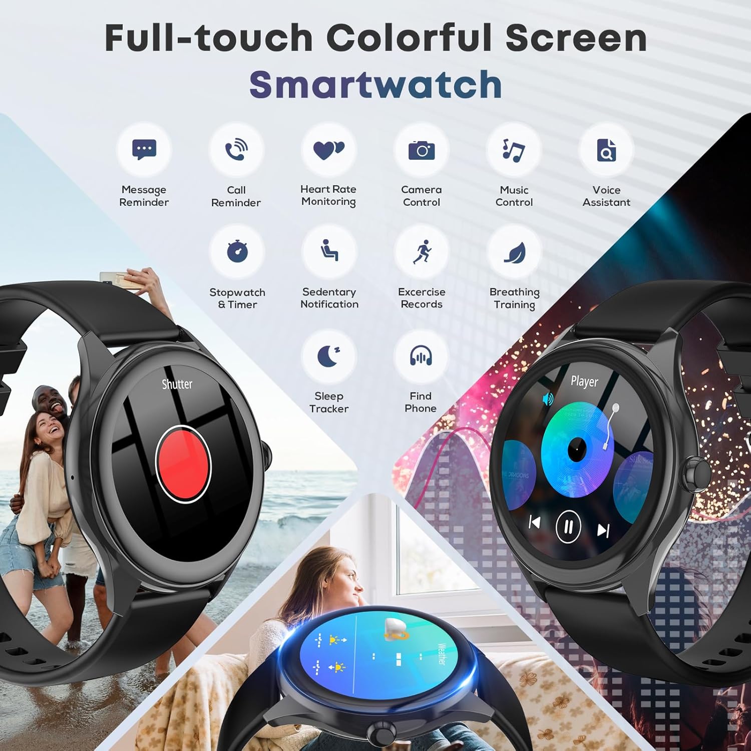 Smart Watch for Men, 1.39" HD Touchscreen Smartwatch with 120 Sports Modes, AI Voice Assistant, Heart Rate/Sleep Monitor, Bluetooth Call & Music Control Fitness Watch for iPhone/Android (Black) - Image 2