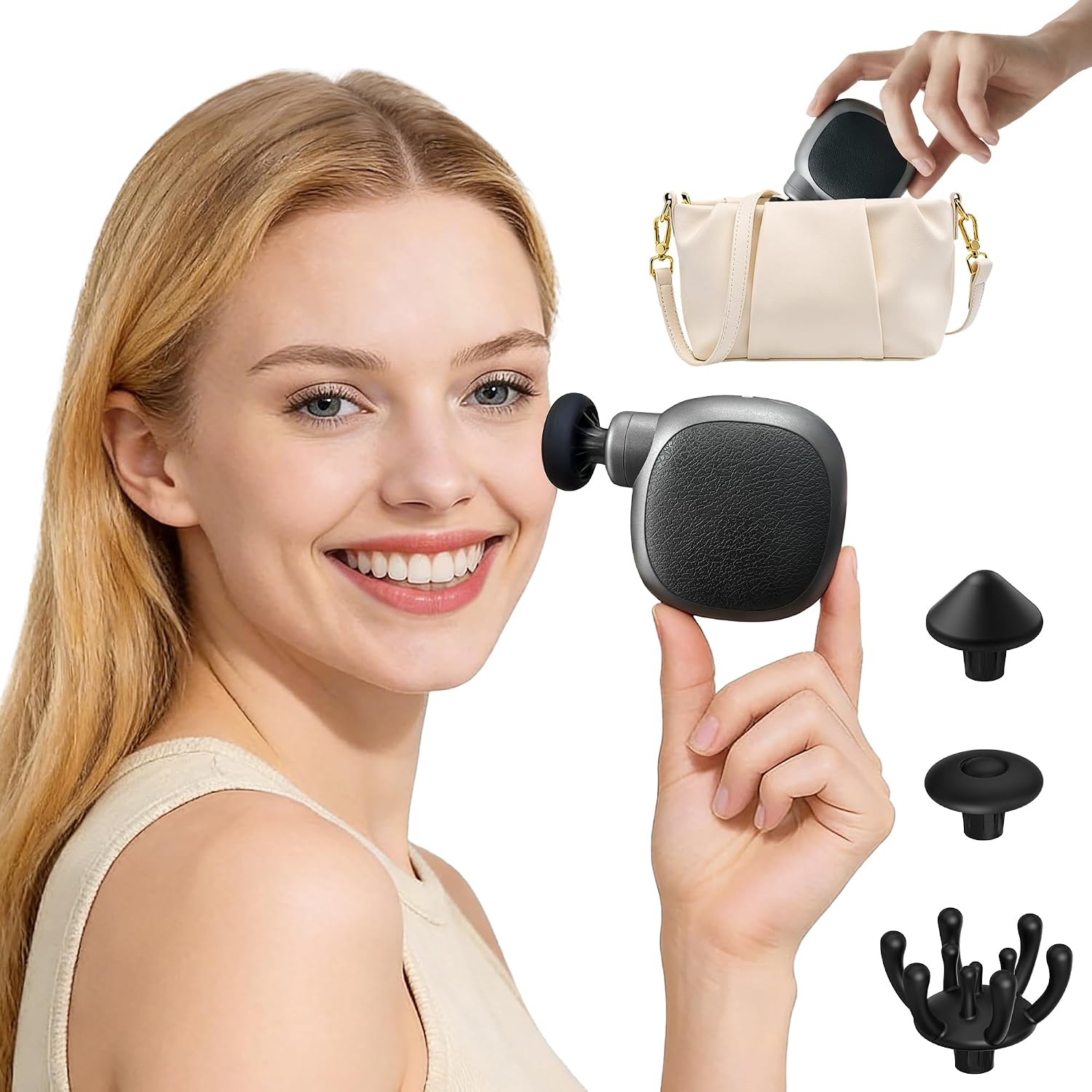 Mini Massage Gun, Small Handheld Muscle Massager for Face Neck Scalp