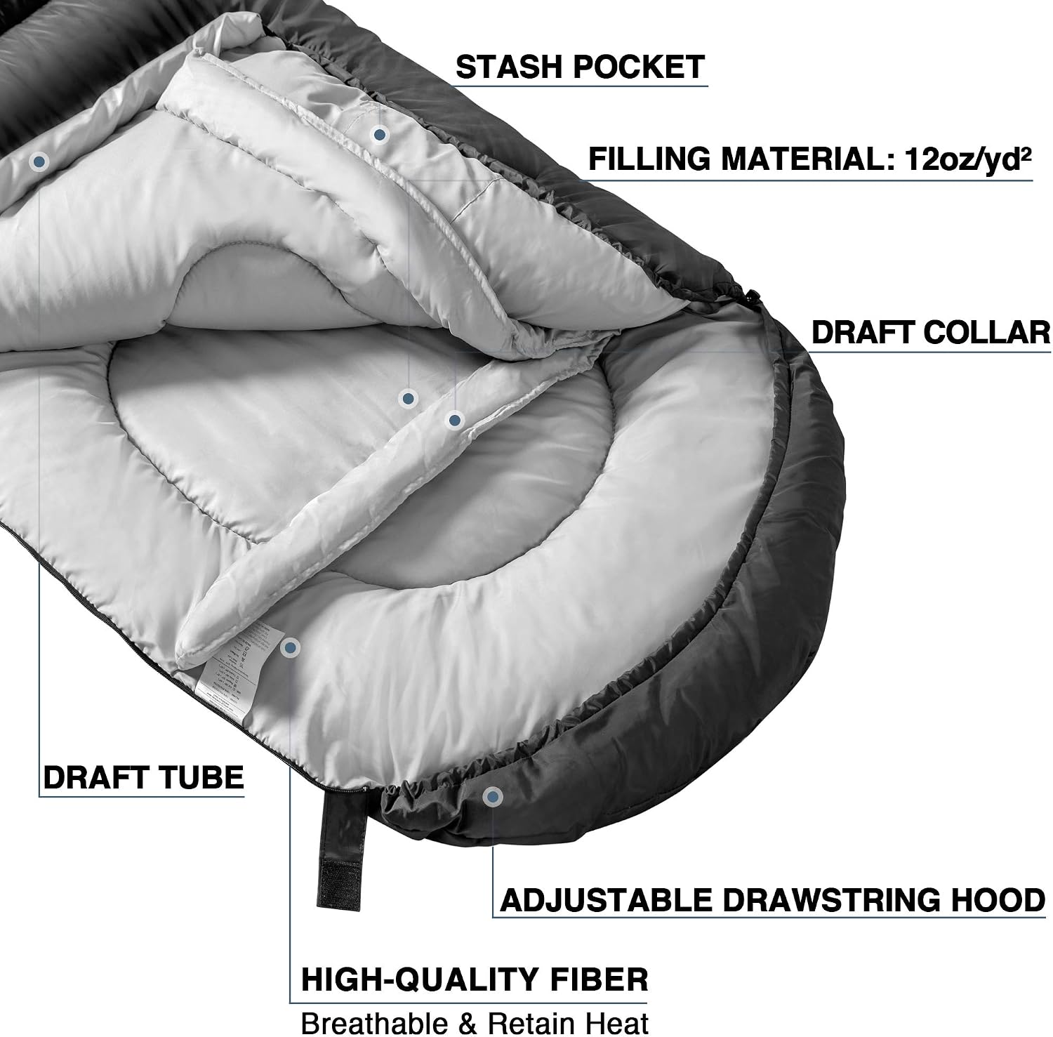 Atarashi Camping Sleeping Bag- 4 Seasons for Adults, Light, Warm, Extra-Large with Compression Sack- Great for Hiking, Backpacking & Outdoor Adventures - Image 3