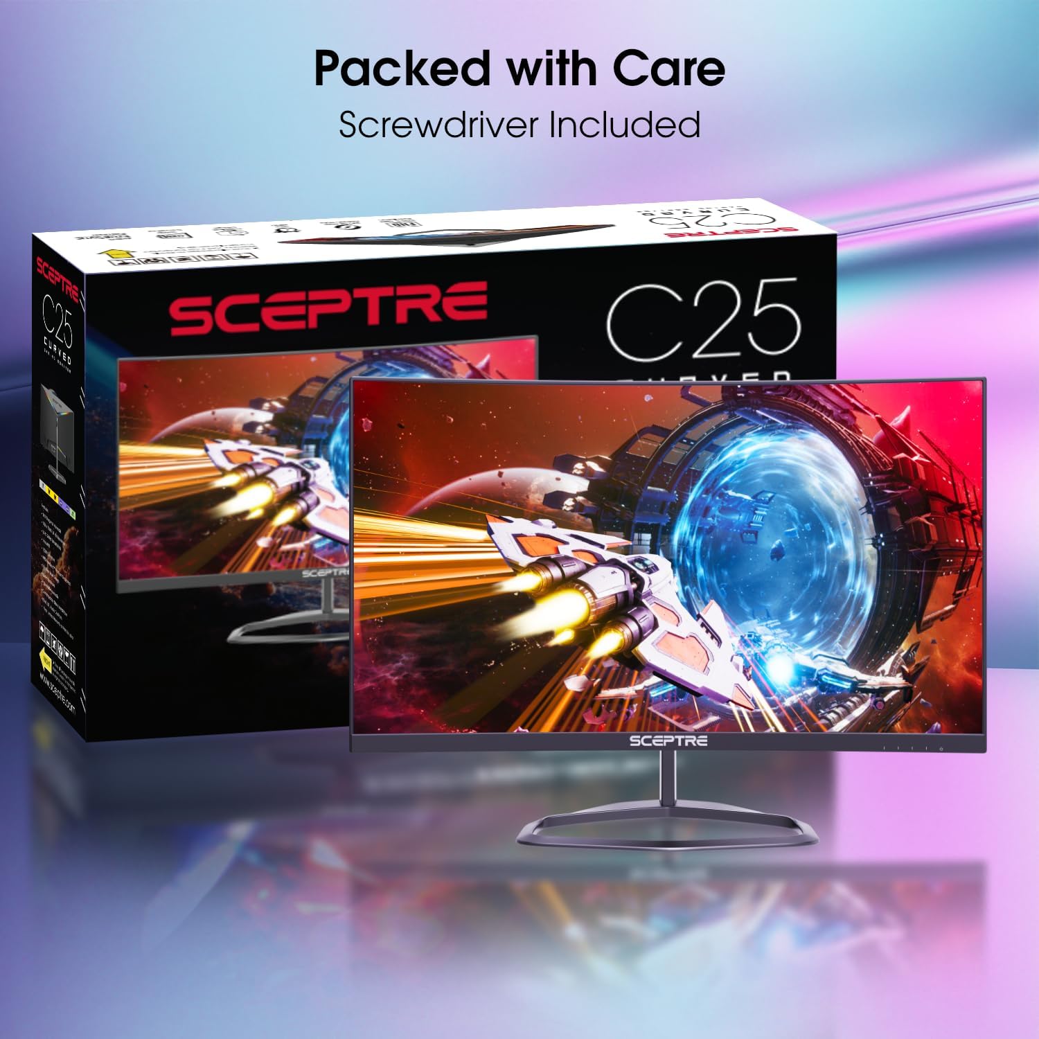 Sceptre Curved 24.5-inch Prime Gaming Monitor up to 240Hz 1080p R1500 1ms DisplayPort x2 HDMI x2 Blue Light Shift Build-in Speakers, Machine Black 2025 (C255B-FWT240 Series) - Image 9