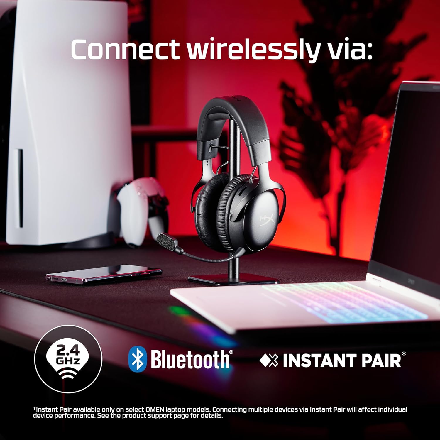 HyperX Cloud III S – Wireless Gaming Headset for Multi-Platform, 2.4GHz, Bluetooth, Battery Life up to 120 Hours 2.4GHz / 200 Hours Bluetooth, 53mm Angled Drivers, Detachable Mic – Black - Image 3