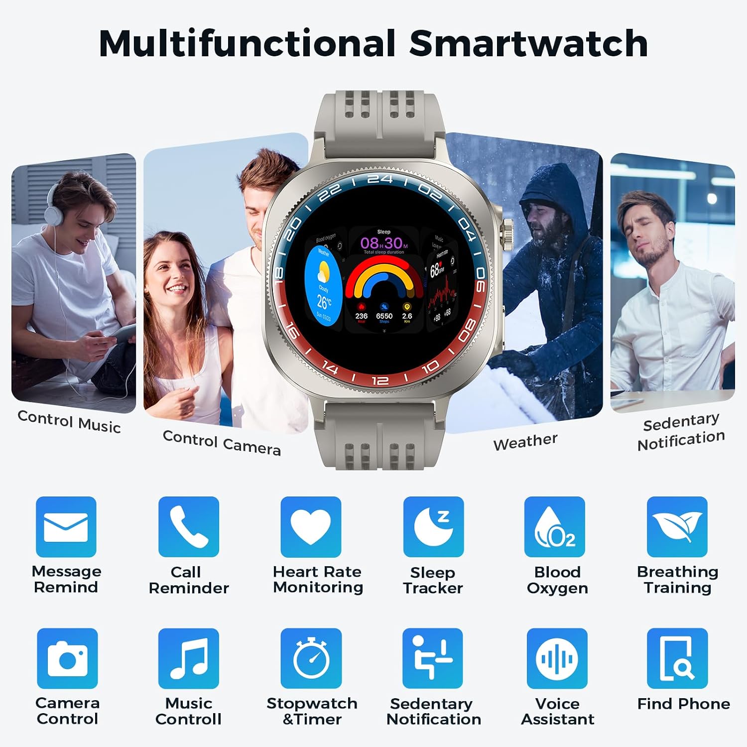 Smart Watch, 1.43" Bluetooth 5.4 Call Military Smartwatch for Men Women, 130+ Sports Modes, 60+Days Flashlight, 24/7 Heart Rate/Sleep Monitor, IP68 Waterproof Fitness Watch Tracker for Android iOS - Image 7