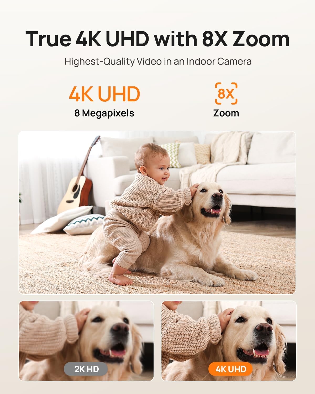 Anona 4K UHD Indoor Camera, Pet/Dog/Baby Security Camera with Phone App, 360°Pan-Tilt, 2.4G/5G Dual-Band Wi-Fi 6, Auto-Tracking, Person/Pet/Baby Crying Detection, Privacy Mode, Two-Way Audio, 4 Pack - Image 2