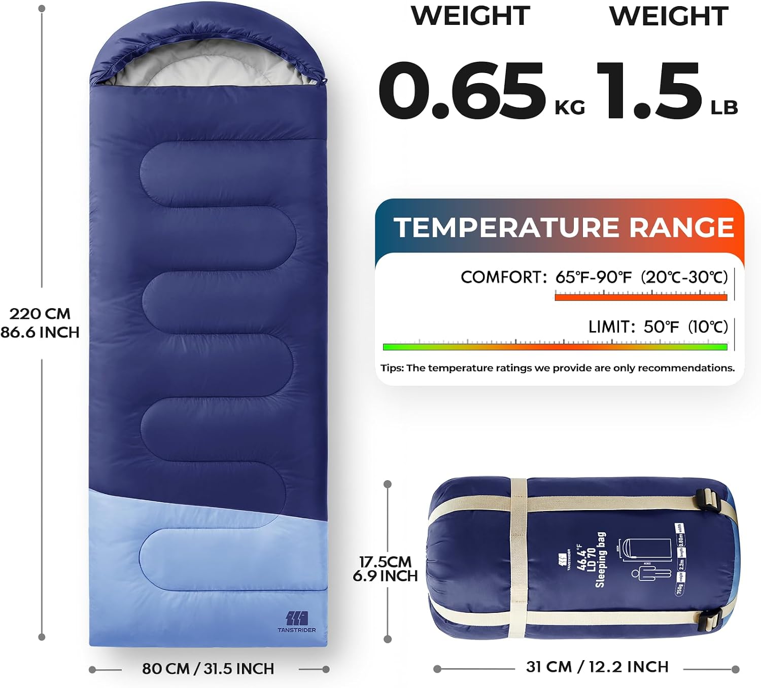 Ultralight Warm Weather Sleeping Bag - Portable, Waterproof, Compact Lightweight, Comfort with Compression Sack - Great for Outdoor Camping, Backpacking & Hiking - Image 2
