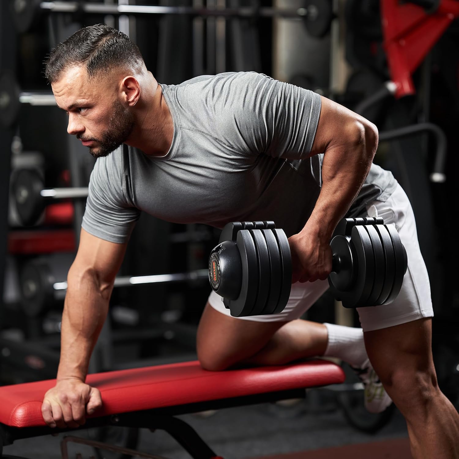 ALTLER Adjustable Dumbbell Set, 25/52LB Pair with Tray for Workout Strength Training Fitness, Adjustable Weight Dial Dumbbell with Anti-Slip Handle and Weight Plate for Home Exercise - Image 5