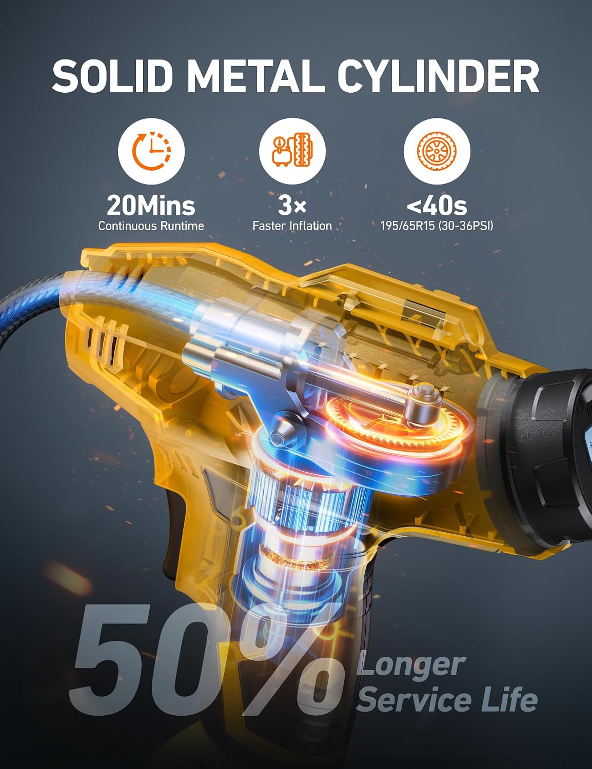 AstroAI Cordless Tire Inflator Portable Air Compressor 160PSI 12VDC Battery - Image 3