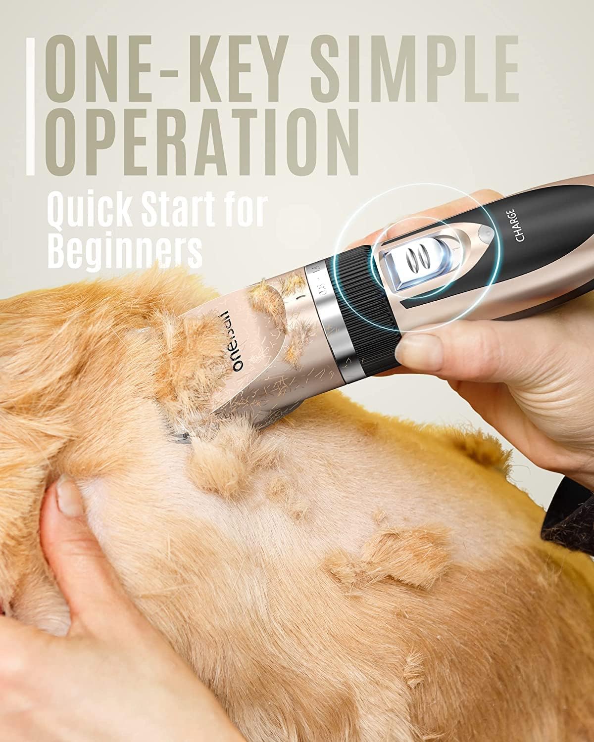 oneisall Dog Clippers Grooming Kit for Dogs Cats Pets | Low Noise, Rechargeable Cordless, Long Battery Life, Simple for Beginners, 6 Guide Combs, Removable & Rinsable Blade - Image 4