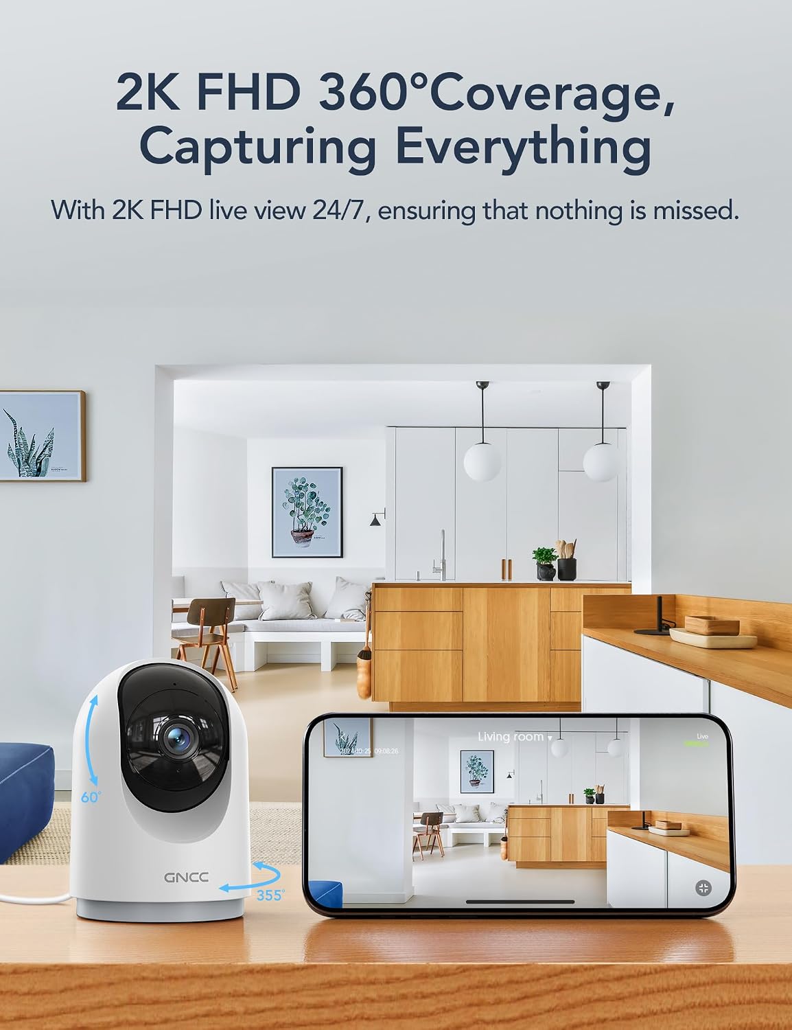 GNCC 5G Cameras for Home Security Indoor, Pet/Dog/Baby w Phone App, 4Pcs - Image 3