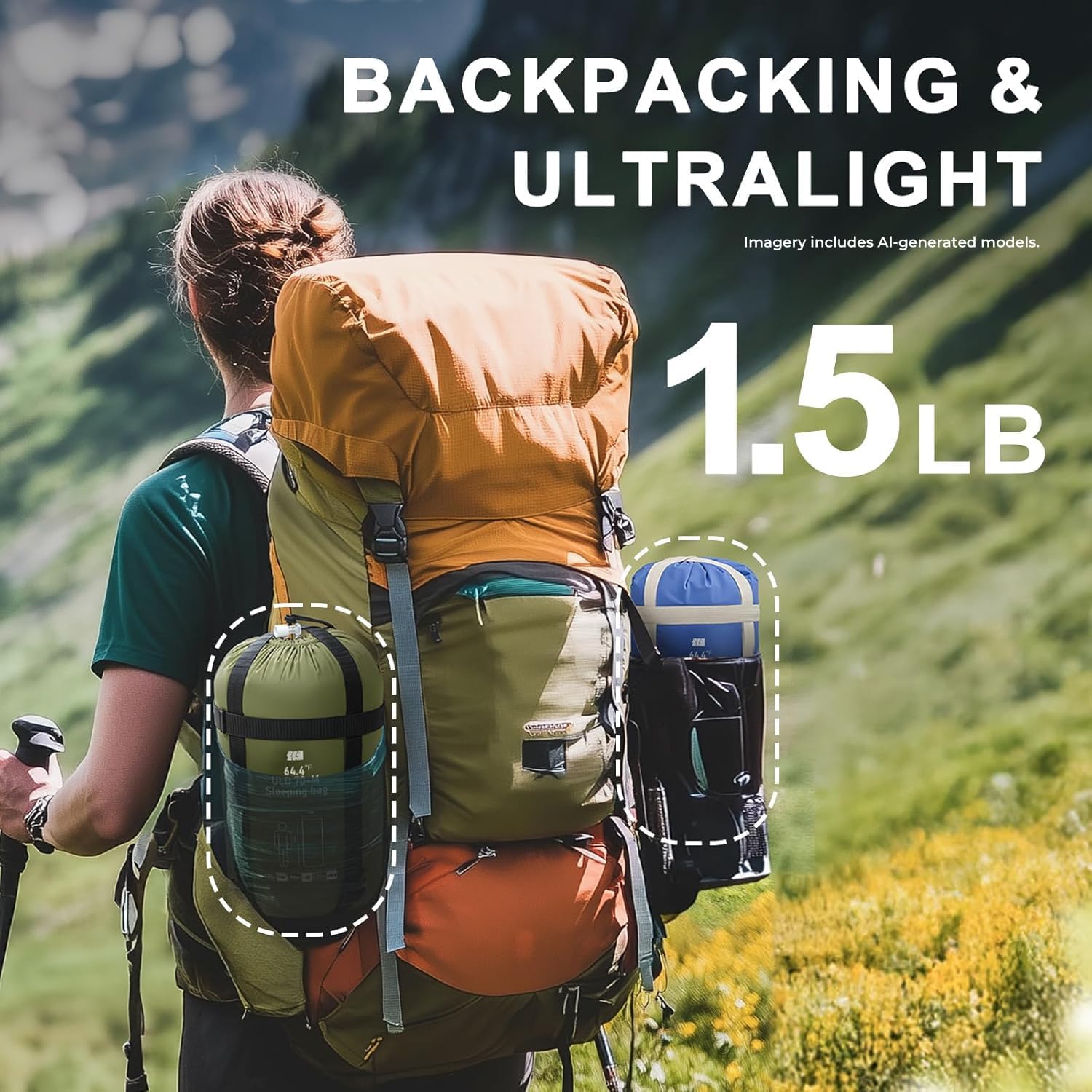 Ultralight Warm Weather Sleeping Bag - Portable, Waterproof, Compact Lightweight, Comfort with Compression Sack - Great for Outdoor Camping, Backpacking & Hiking - Image 2