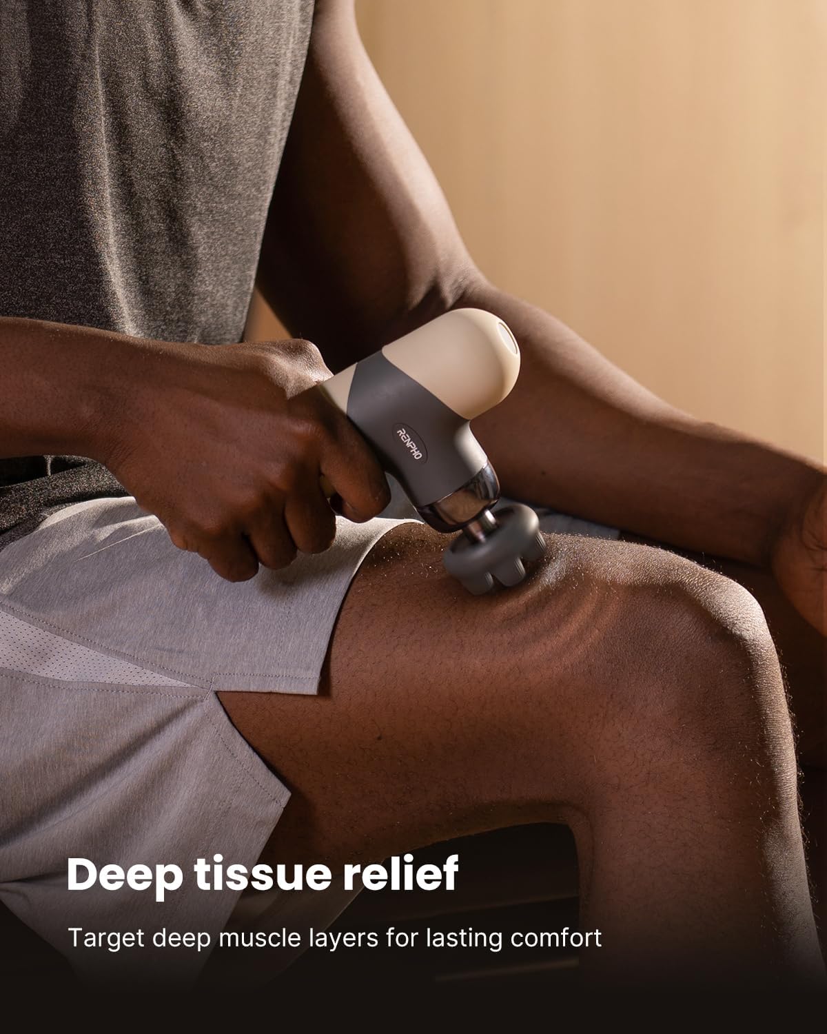 RENPHO Mini Thermal Massage Gun with Heat, Color Silicone Casing, 4 Speeds | Portable, Ultra-Quiet Mini Massage Gun, 4 Heads, Neck, Back Muscle Comfort, Carry Case, Home, Office, Travel Use, Gift Idea - Image 6
