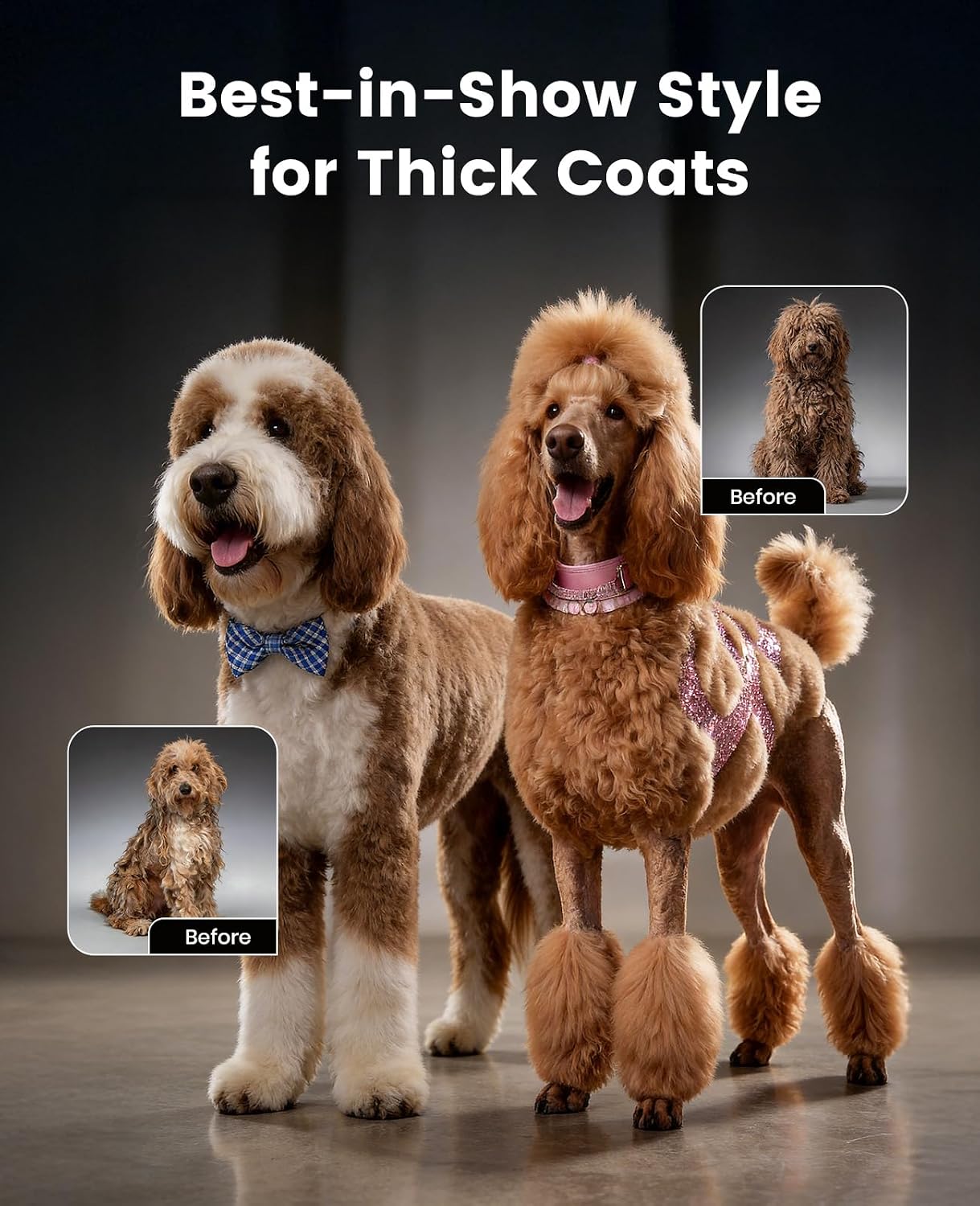 oneisall Professional Dog Clippers for Grooming Thick Hair Cordles | A5 Blade, 3700SPM 2-Speed, 2600mAh Swappable Battery, Low Noise, Metal Guide Combs, for Medium Large Dog Curly Matted Hair - Image 8