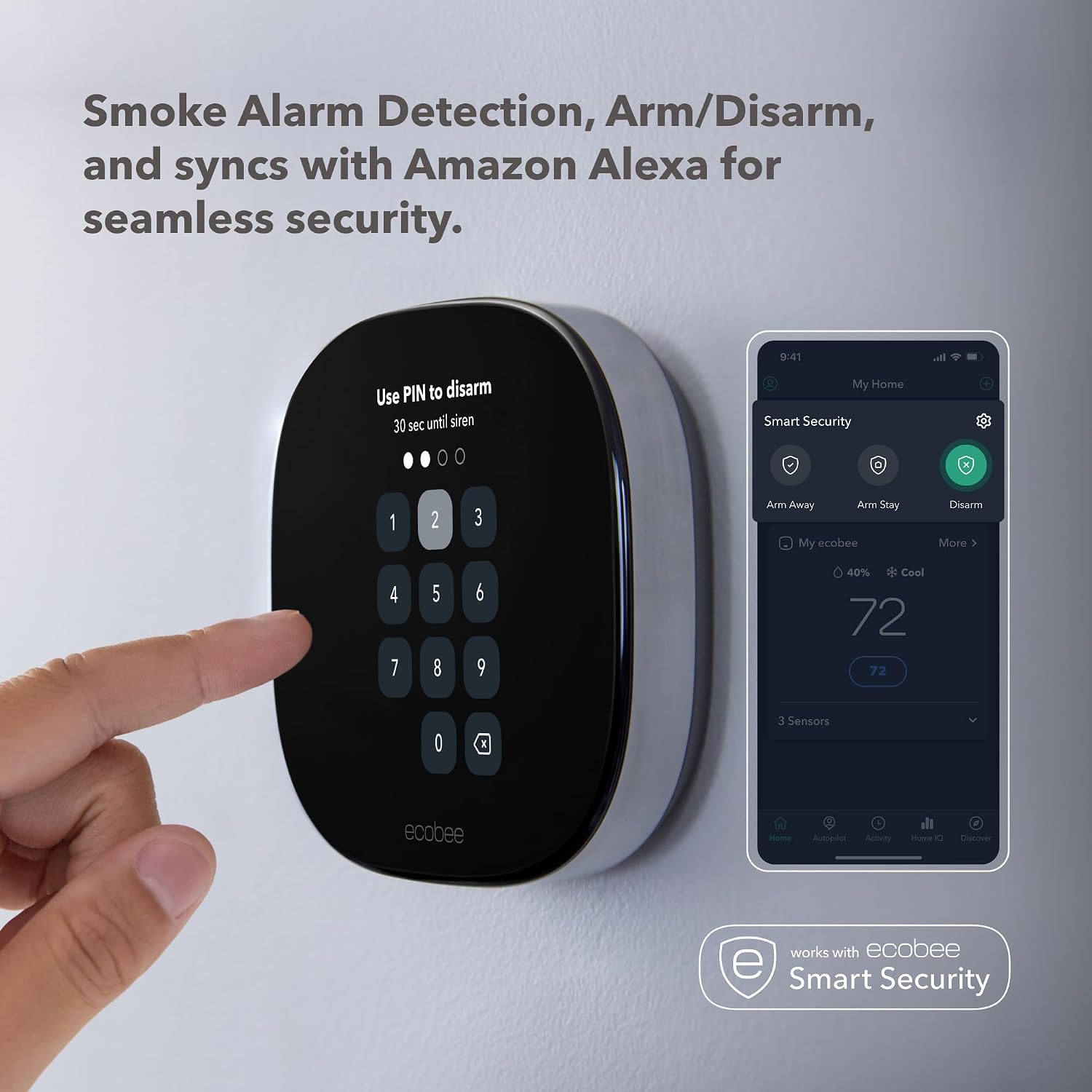 ecobee Comfort and Security Bundle, Smart Thermostat Premium & SmartSensor | Built-in Alexa and Siri, Doorbell live view, Smoke alarm detection, Radar occupancy sensor, open and close notifications - Image 3