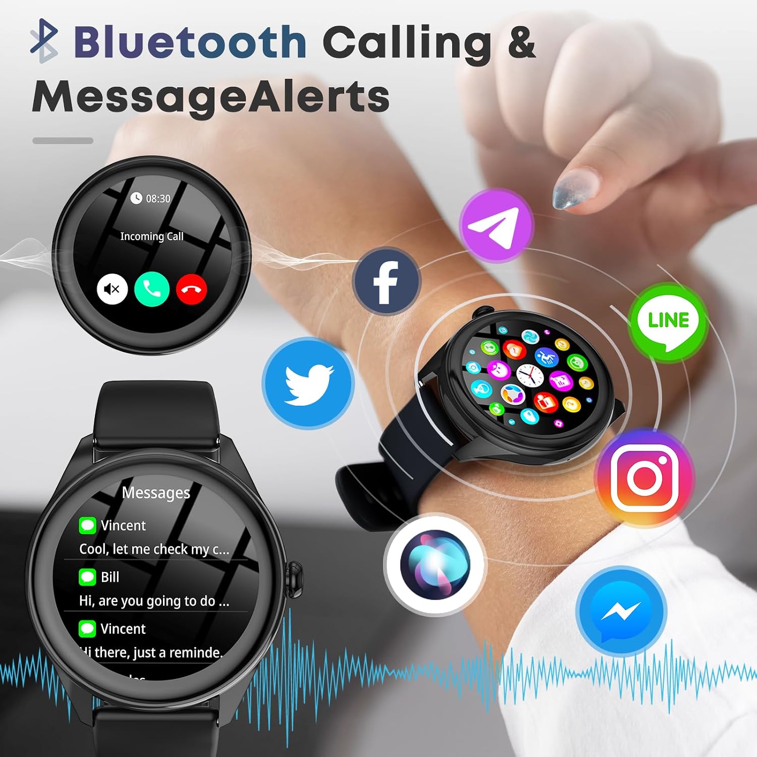 Smart Watch for Men, 1.39" HD Touchscreen Smartwatch with 120 Sports Modes, AI Voice Assistant, Heart Rate/Sleep Monitor, Bluetooth Call & Music Control Fitness Watch for iPhone/Android (Black) - Image 6