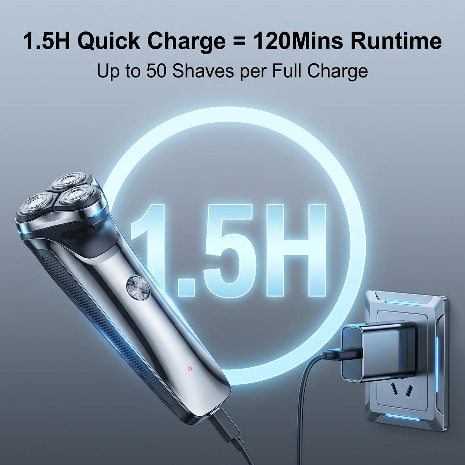 Electric Razor for Men, 2026 Upgraded Electric Shavers for Men, USB-C Rechargeable, Wet & Dry Shaver with Pop-up Trimmer and Travel Case (Gunmetal) - Image 6