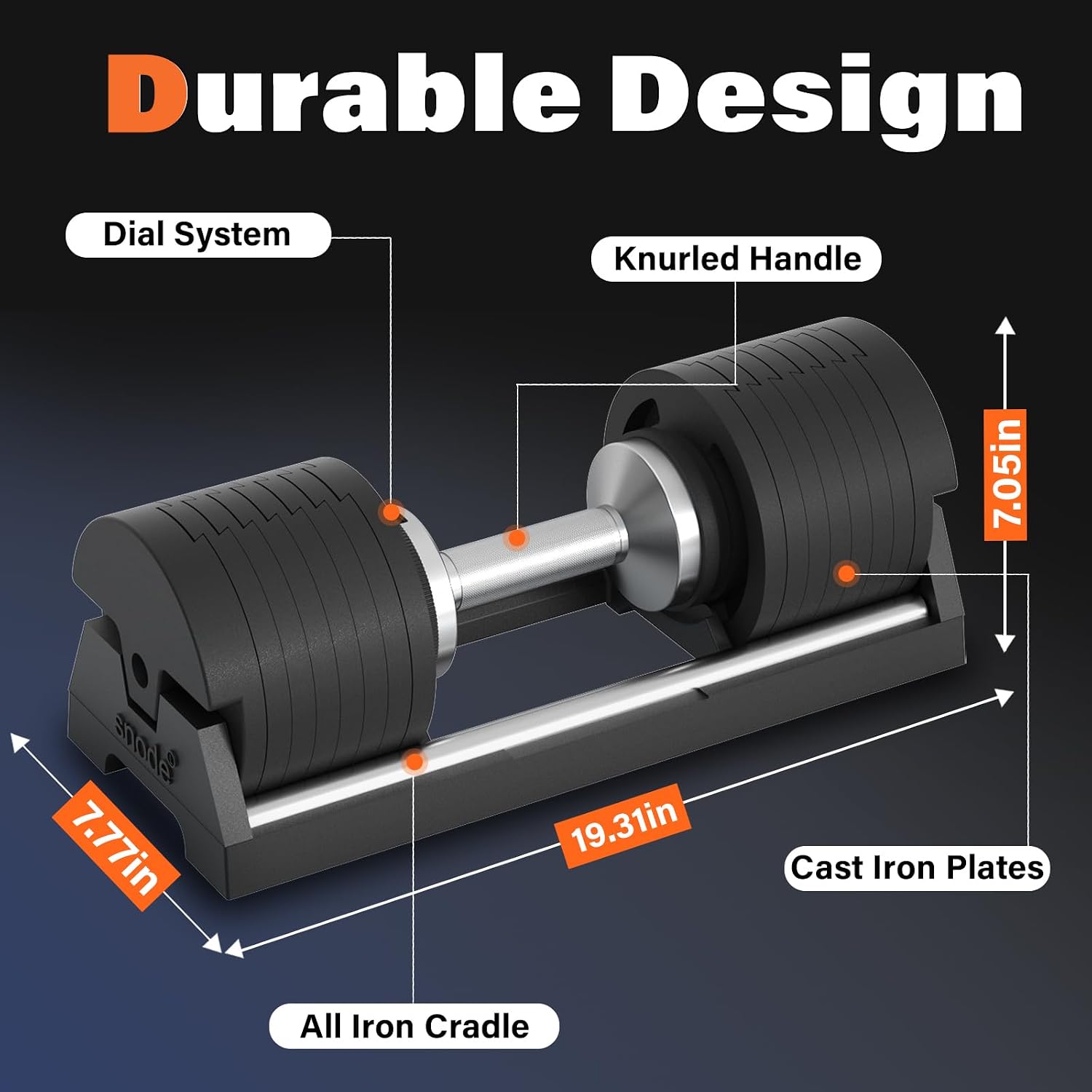 Snode AD80 Drop-proof Cast Iron Adjustable Dumbbells 80LBs | Knurled Chrome Handle,Fast Adjust,Compact Design,Durable Cast Iron Plates and Cradle,Heavy Weights Dumbbells Set for Home Gym - Image 7