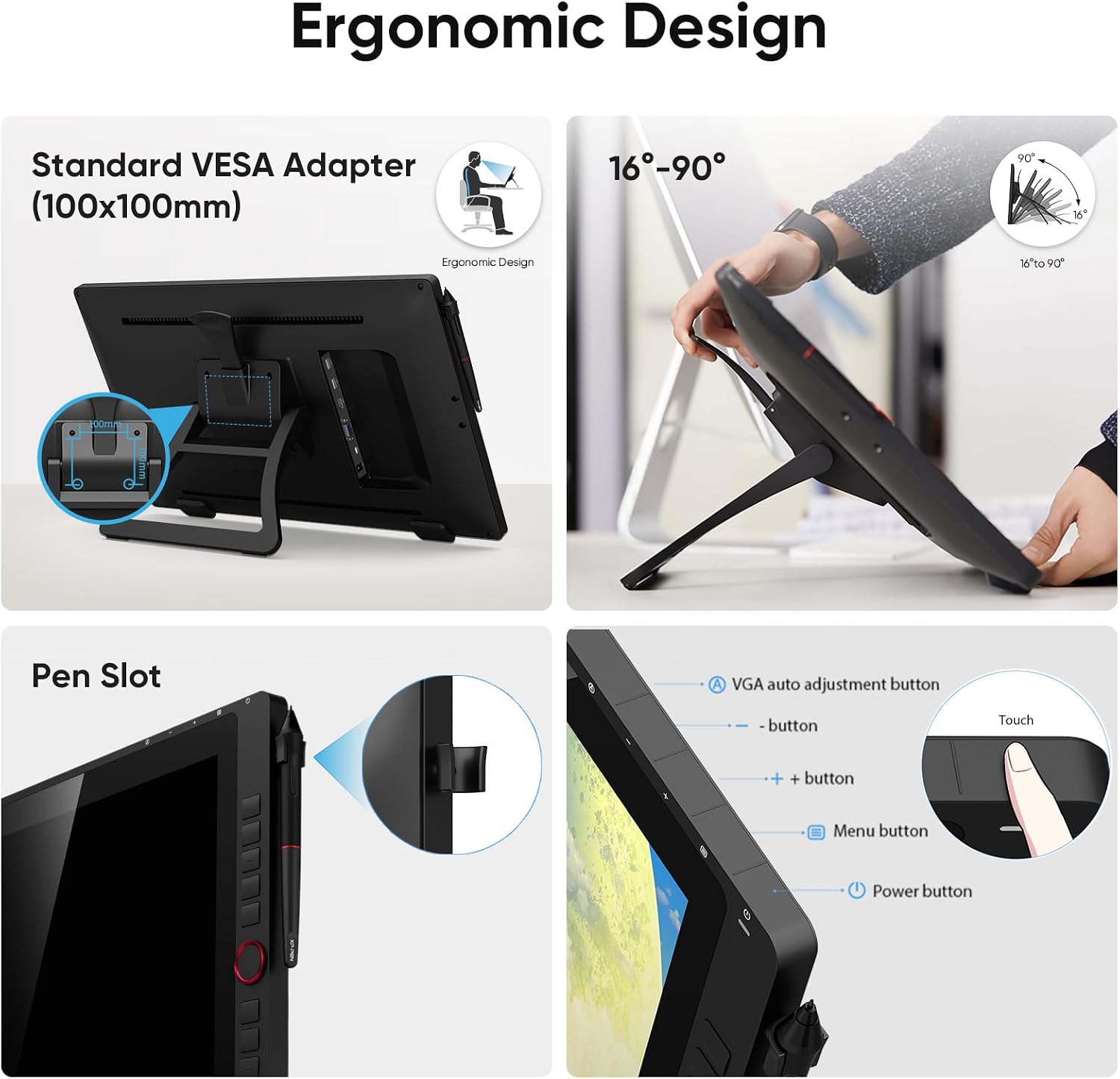 Drawing Tablet with Screen XPPen Artist 22R pro Computer Graphics Tablet 120% sRGB with Battery-Free Stylus Full-Laminated Technology, 21.5 inch Pen Display with 20 Shortcut Keys & 2 Red Dial(Black) - Image 7