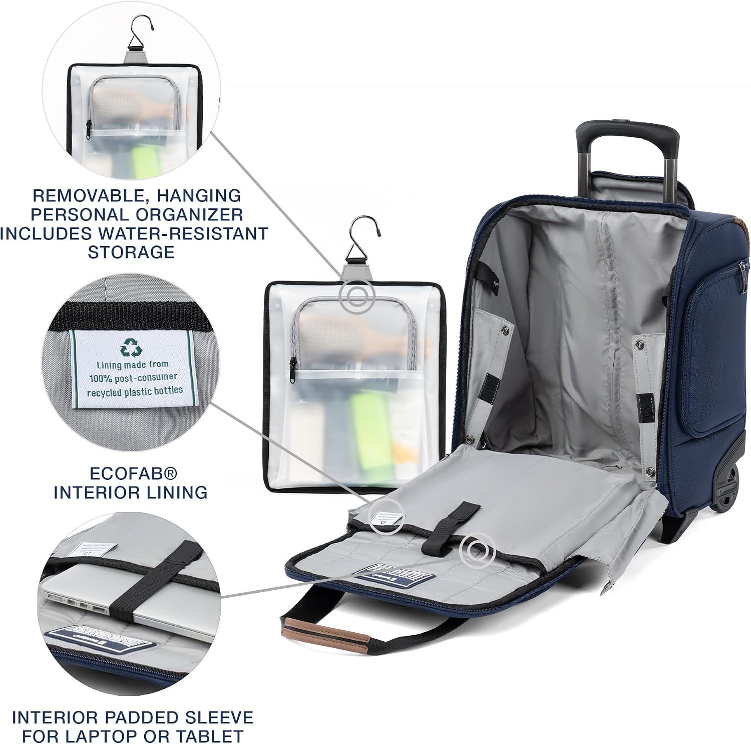 Travelpro Crew Classic Softside Carry-On Underseat Bag, Blue, 17-Inch | Lightweight Rolling Design With 14-Laptop & Tablet Sleeve, Personal Item Size, Fits Under Airline Seats - Image 4