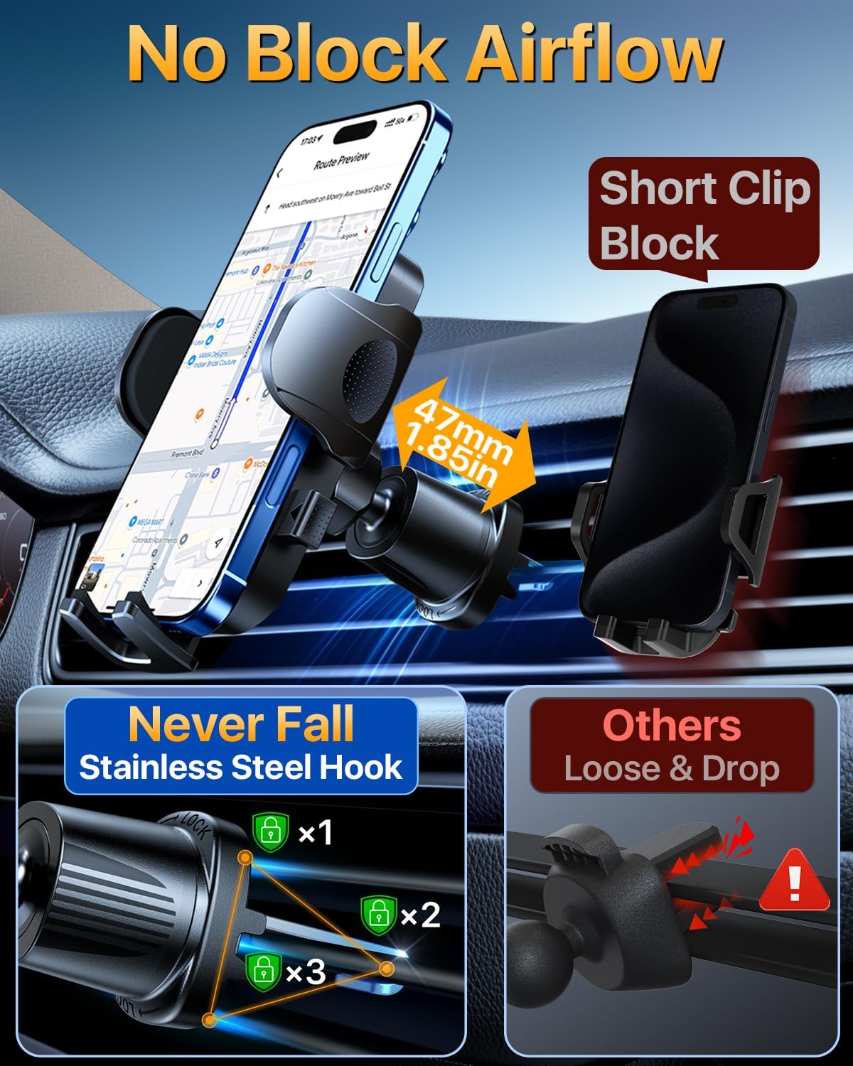 YRU 90+LBS Military-Grade Anti-Shake 2026 Upgraded Car Phone Holder Mount - Image 5
